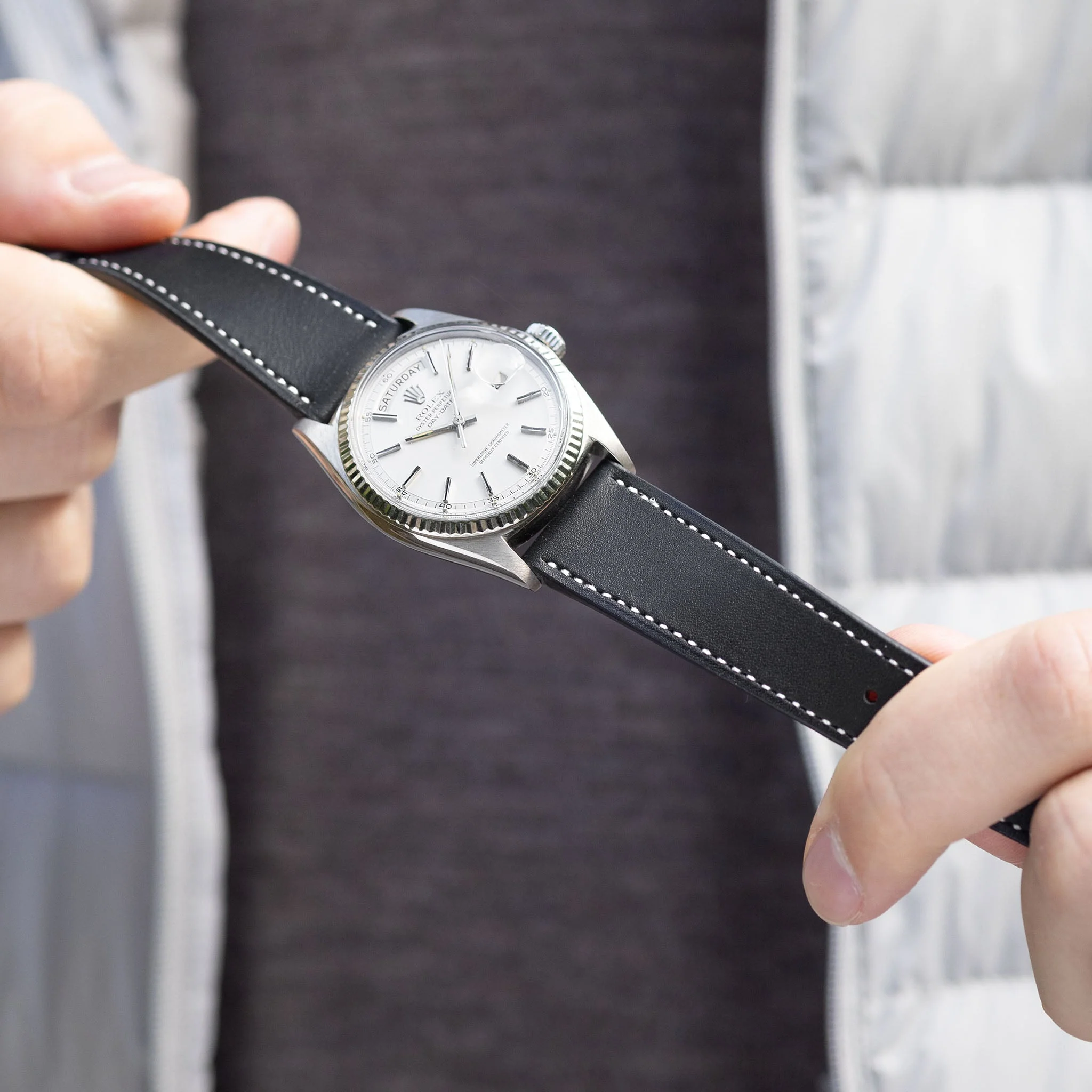 Chevalin Black Leather Watch Strap - Image 3