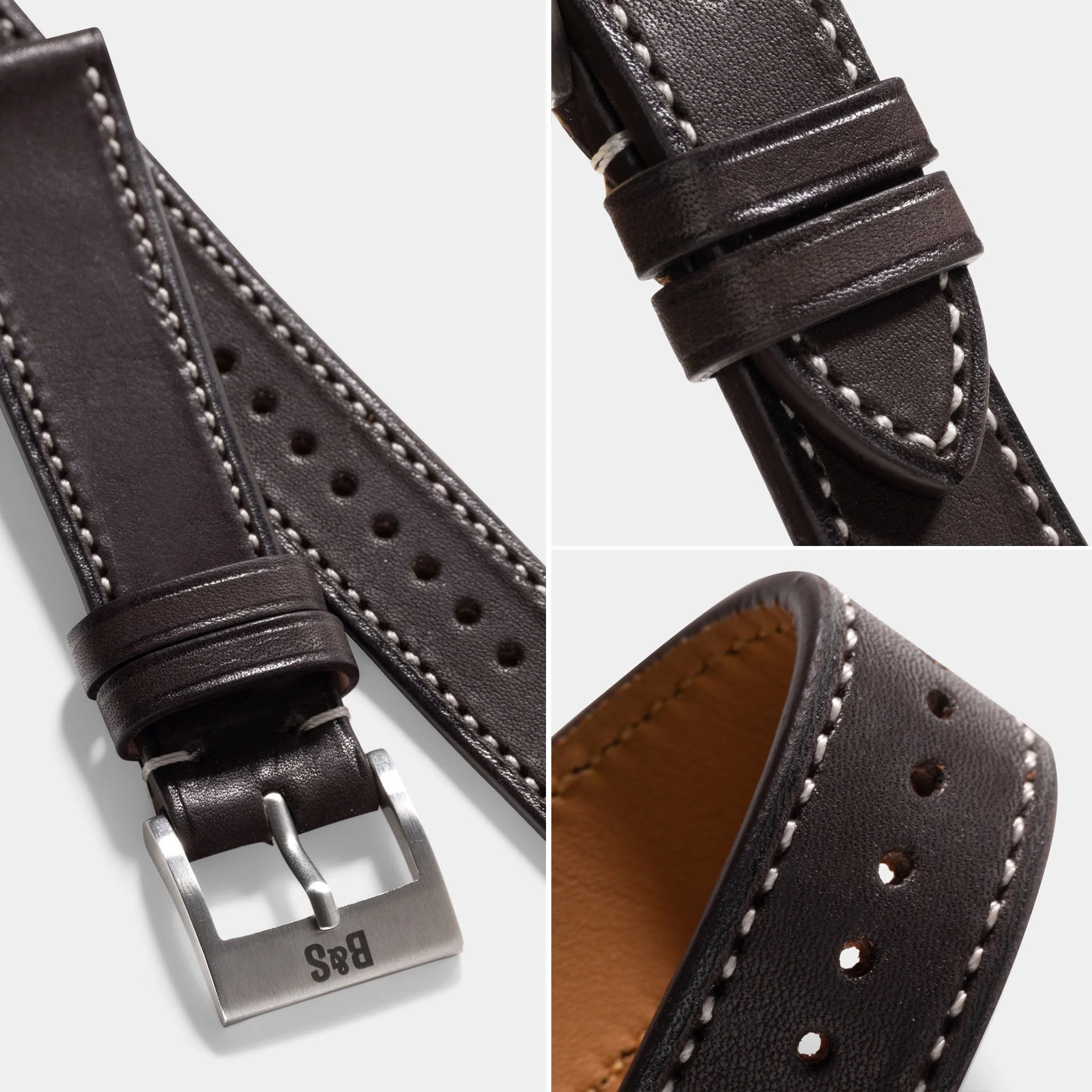 Chevalin Dark Brown Leather Watch Strap - Image 7