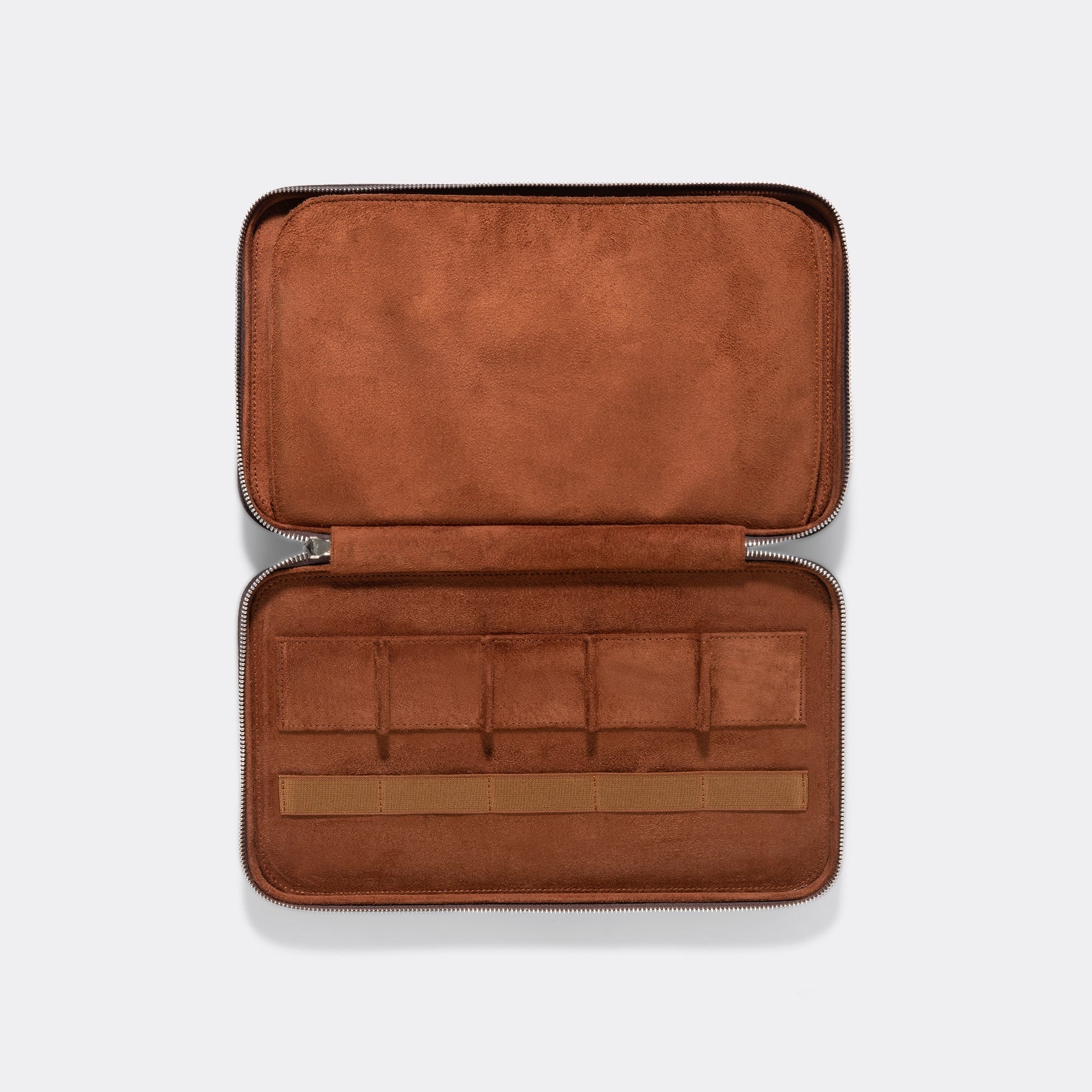 Black Brown Suede 10 Watch Leather Zip Folder - Image 6