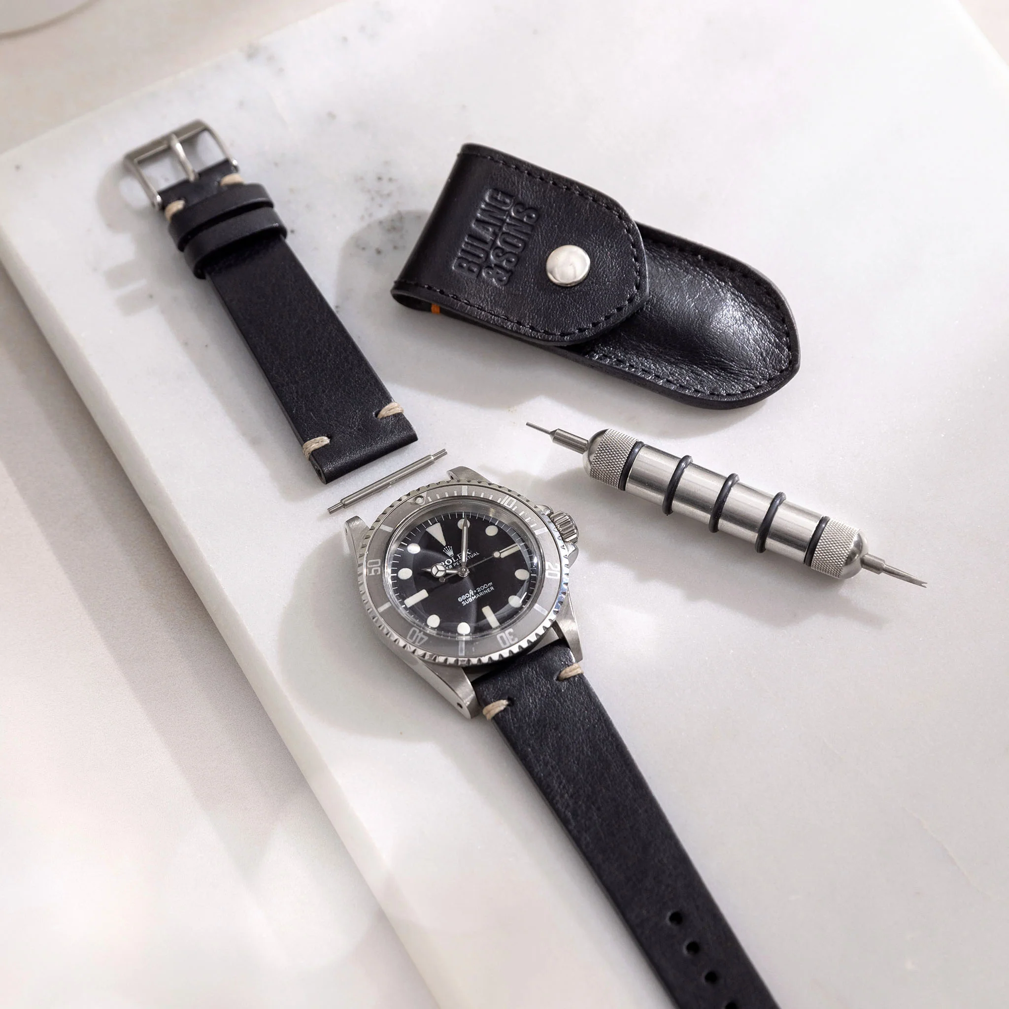 Black Leather Spring Bar Travel Tool Set - Image 3