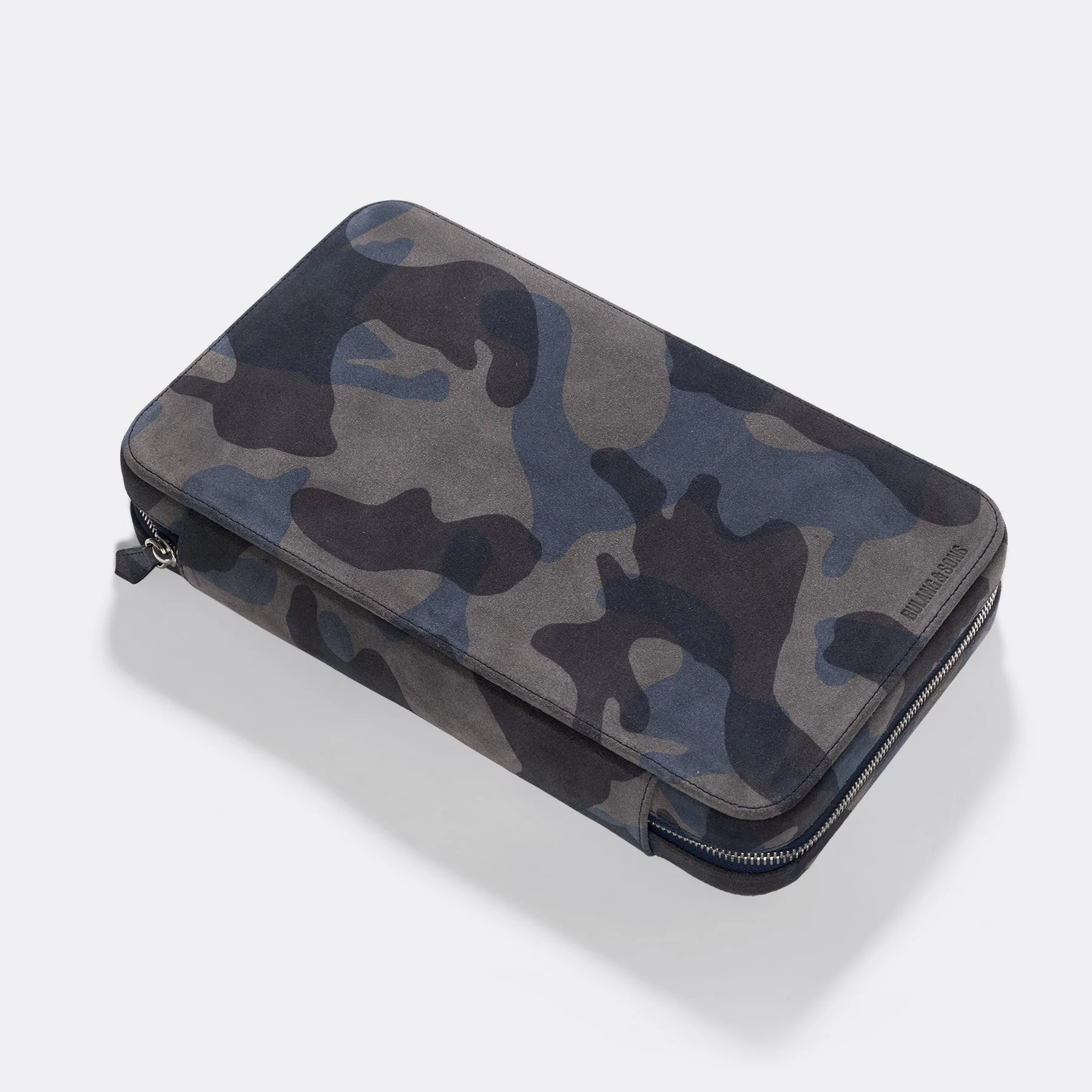 Blue Camo Suede 10 Watch Leather Zip Folder - Image 3