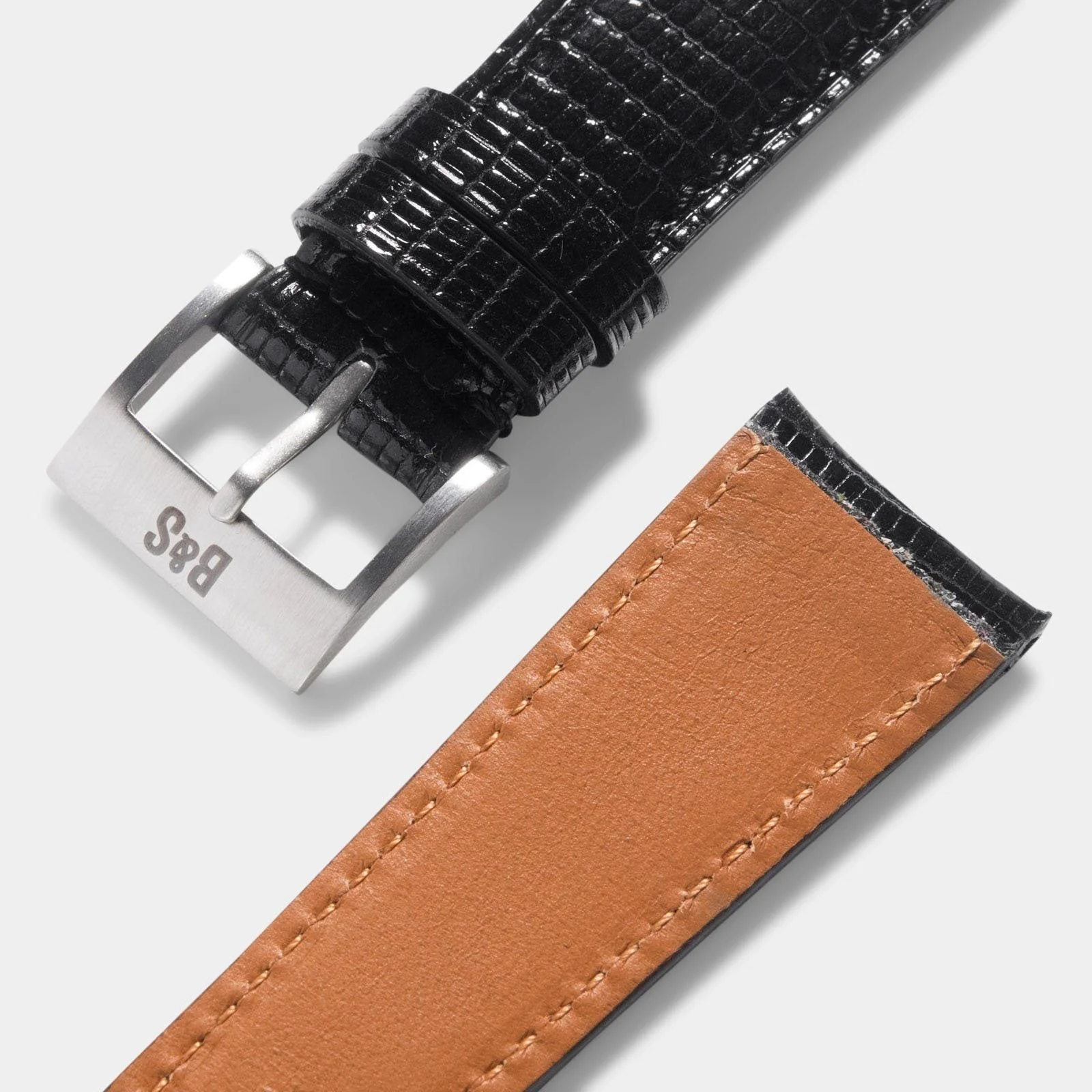 Brilliant Black Lizard Leather Watch Strap - Image 7