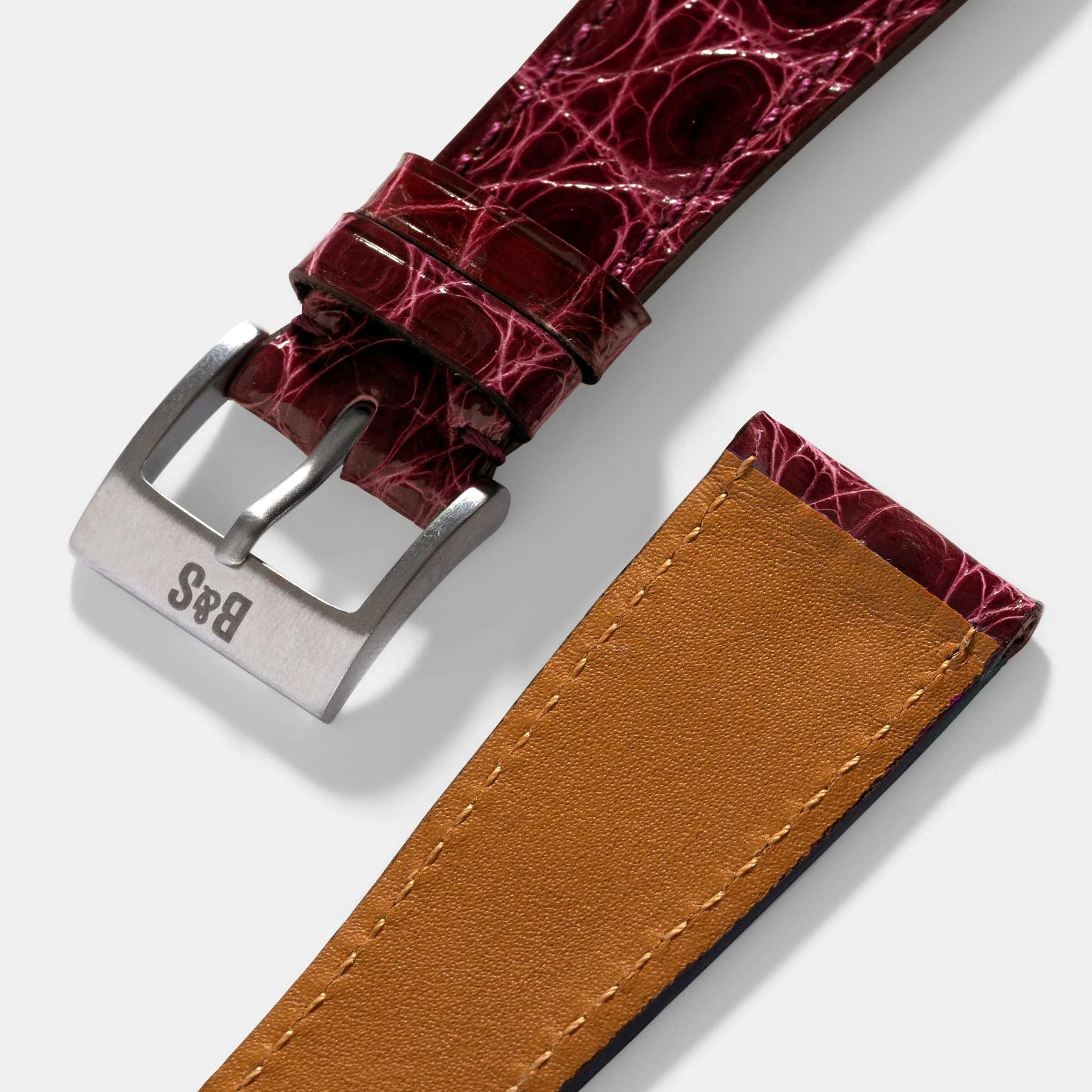 Brilliant Bordeaux Alligator Leather Watch Strap - Image 4