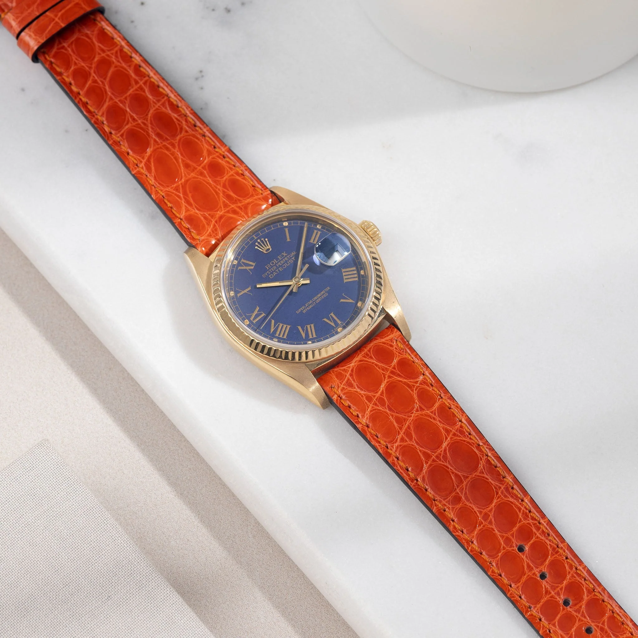 Brilliant Orange Alligator Leather Watch Strap - Image 3