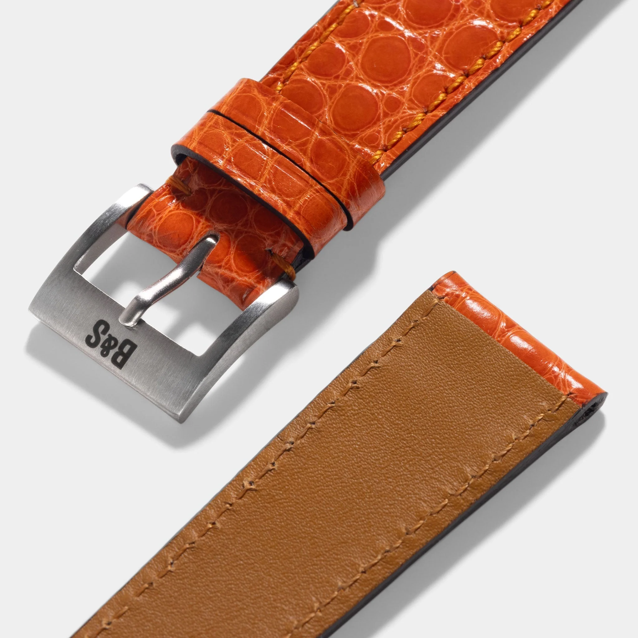 Brilliant Orange Alligator Leather Watch Strap - Image 4