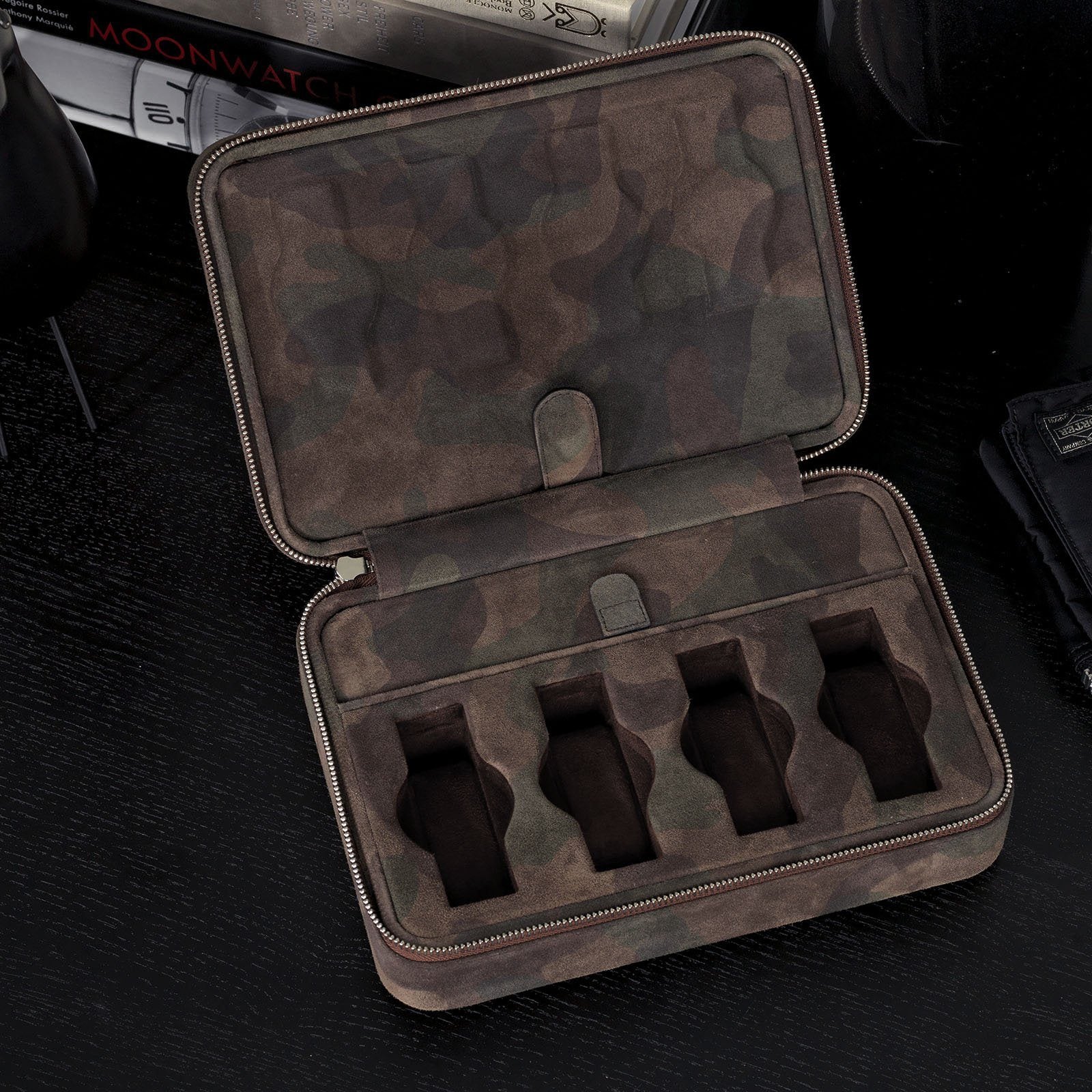 Brown Camo Suede Luxury Leather Watch Box by JPM - Image 4