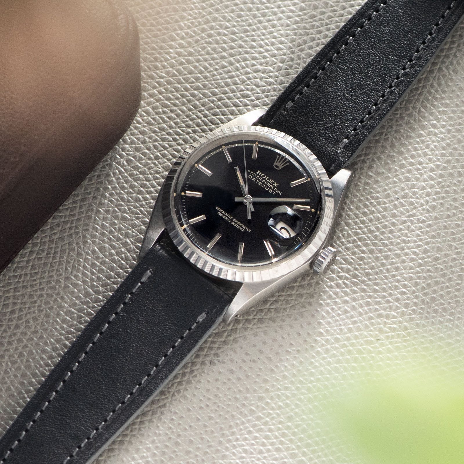 Café Noir Black Leather Watch Strap - Image 3