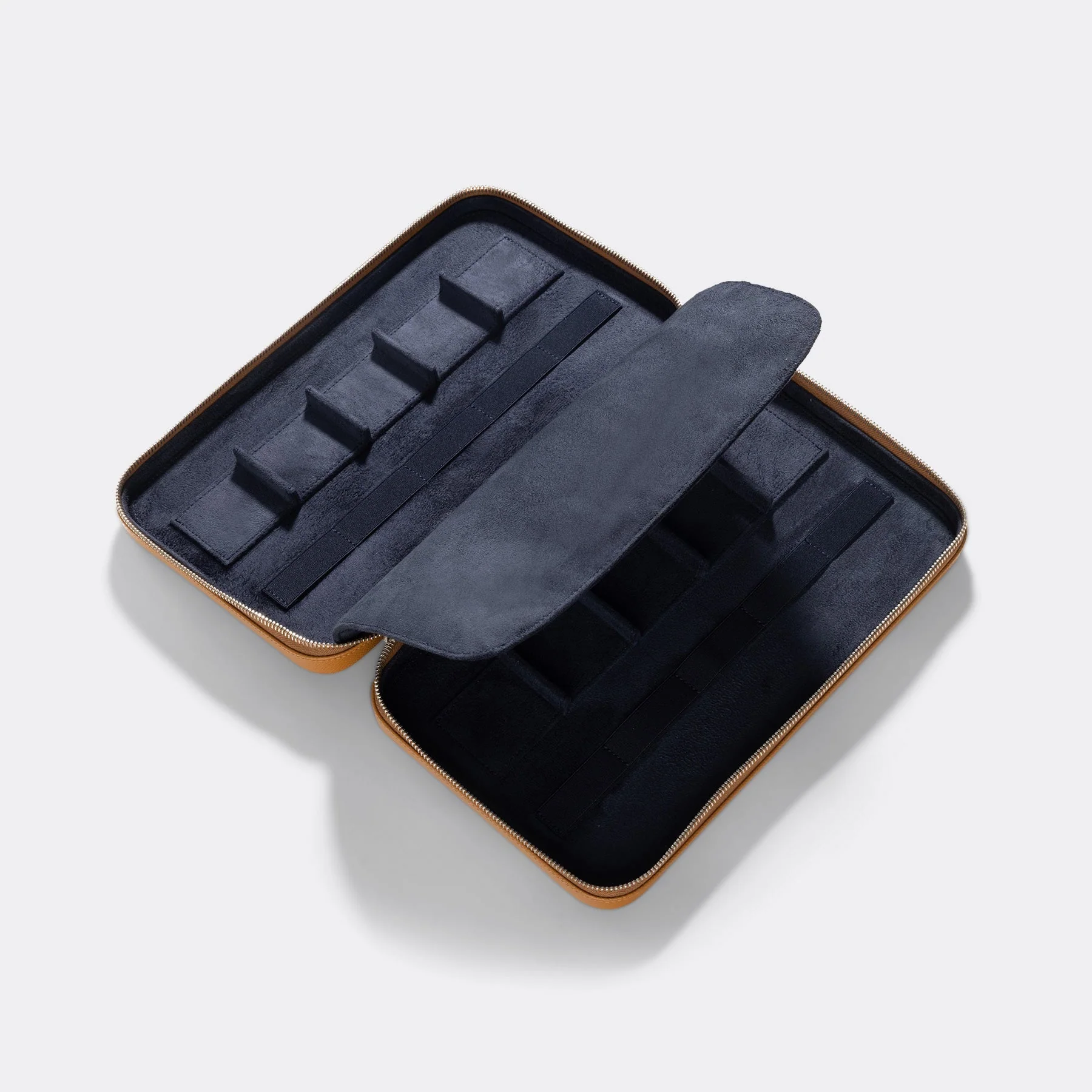 Cognac Brown 10 Watch Leather Zip Folder - Image 6