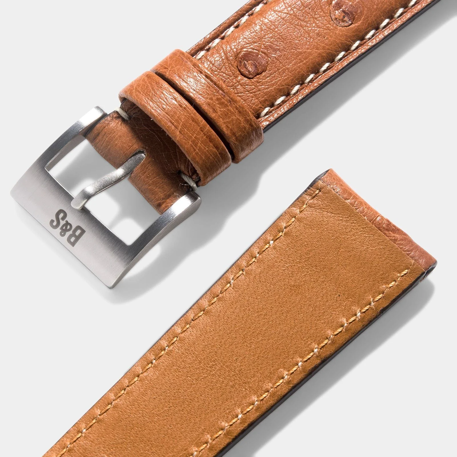 Cognac Brown Ostrich Leather Watch Strap - Image 4