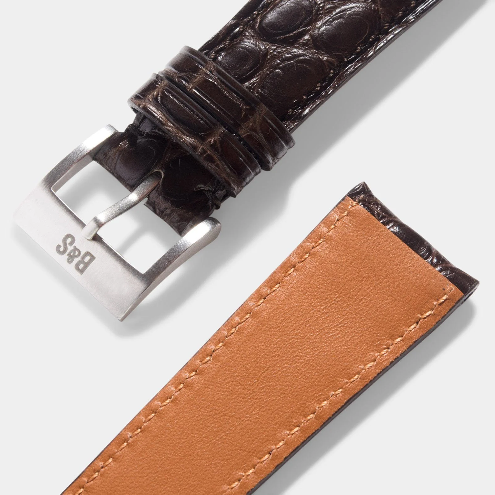 Dark Brown Alligator Leather Watch Strap - Image 4