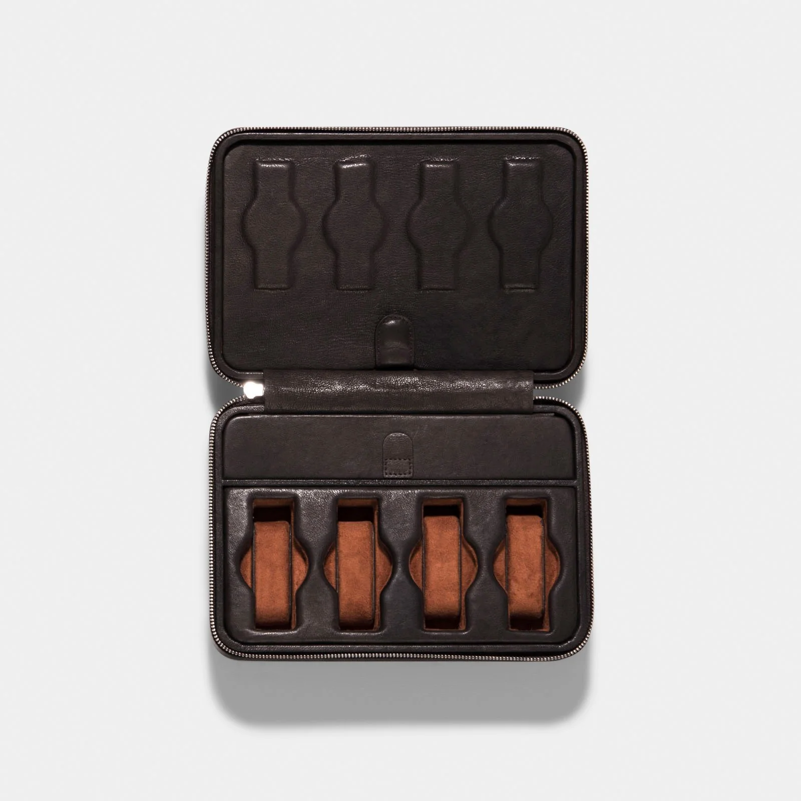 Dark Brown Cognac Luxury Leather Watch Box by JPM - Image 6