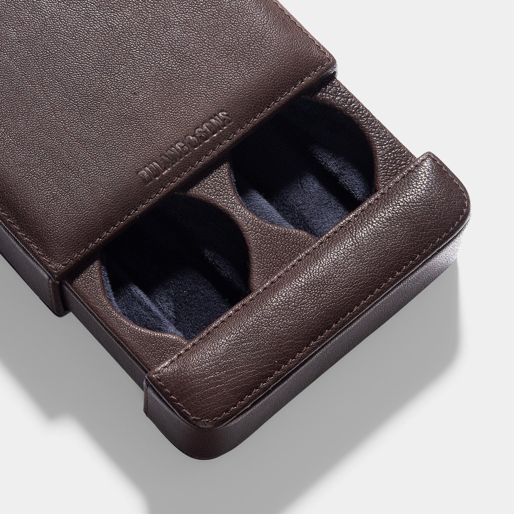 Dark Brown Leather 2 Watch Slider Box - Image 5