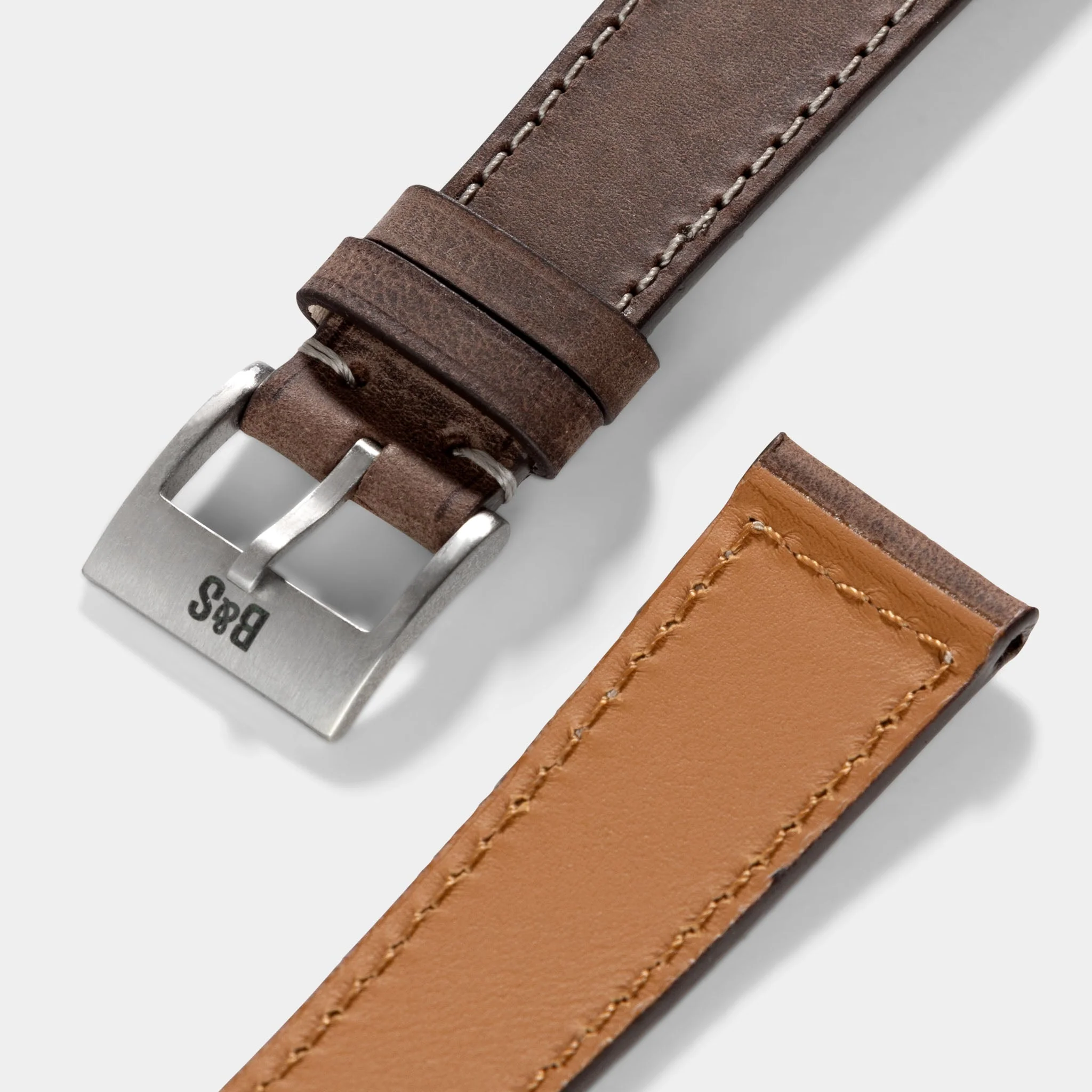 Dry Soil Brown Boxed Leather Watch Strap - Image 4