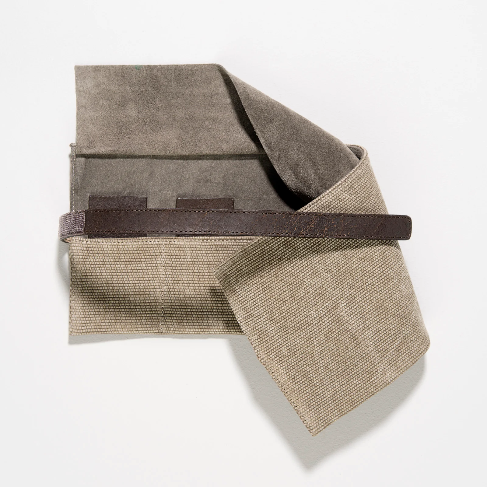 Grey Canvas 6 Watches Leather Roll - Image 4