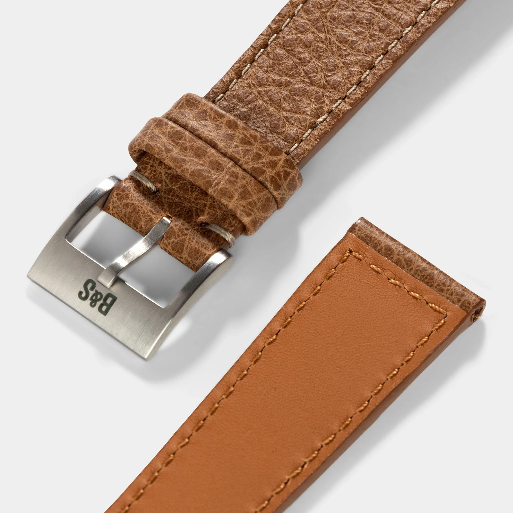 Kansas Brown Boxed Leather Watch Strap - Image 4