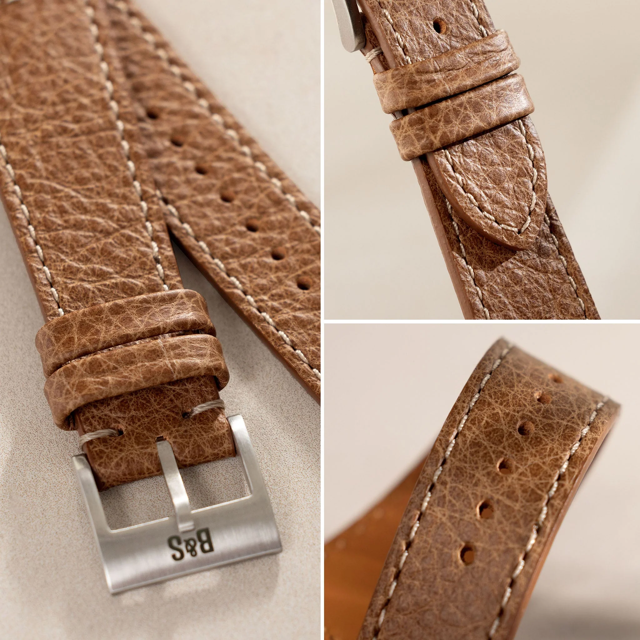 Kansas Brown Boxed Leather Watch Strap - Image 5
