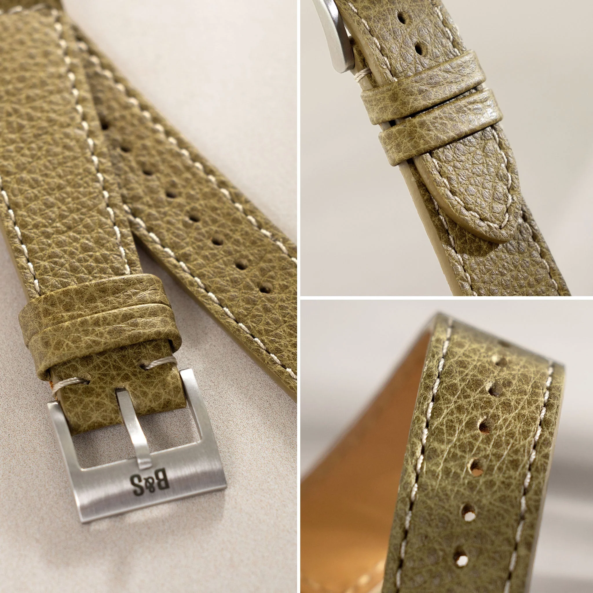 Kansas Green Boxed Leather Watch Strap - Image 5