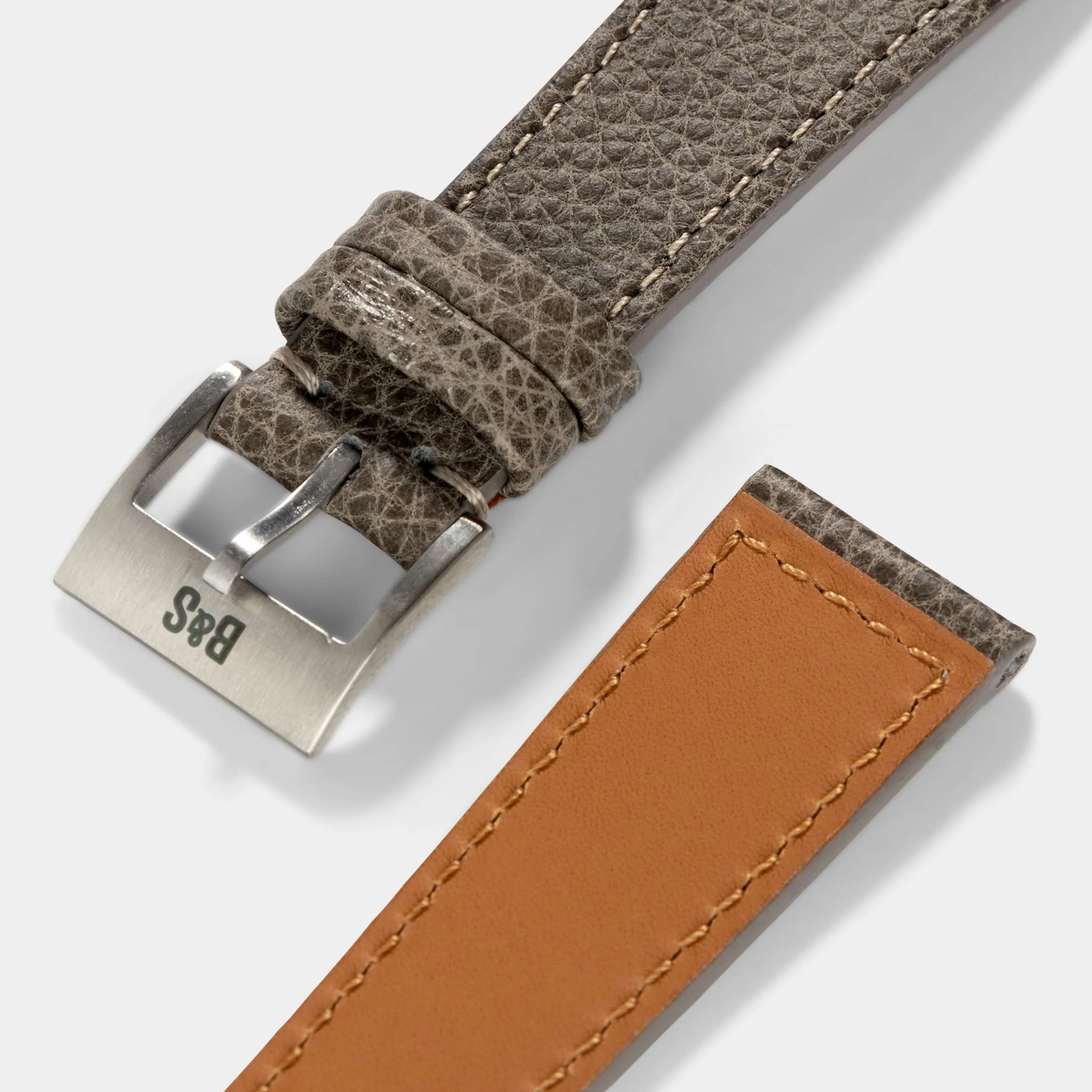 Kansas Grey Boxed Leather Watch Strap - Image 4