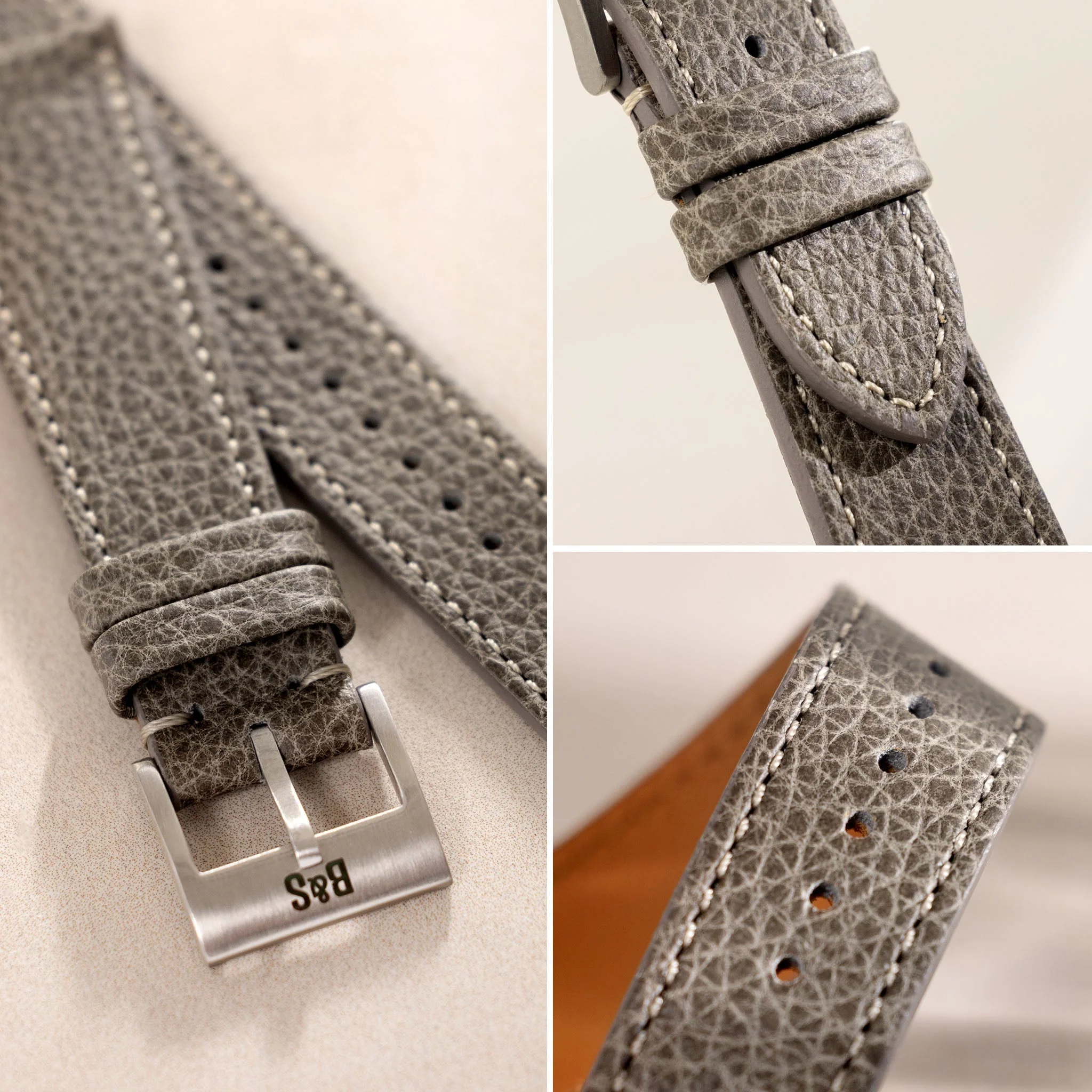 Kansas Grey Leather Watch Strap - Image 4