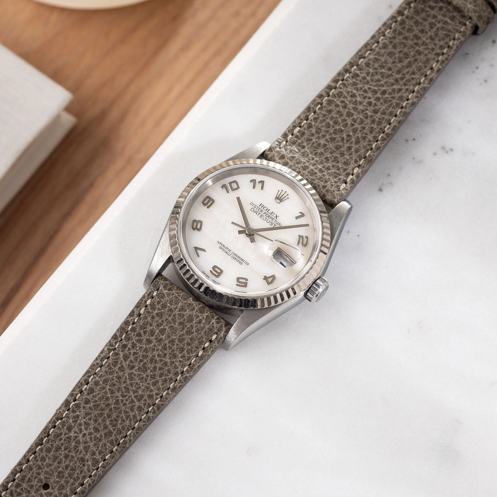 Kansas Grey Leather Watch Strap - Image 8