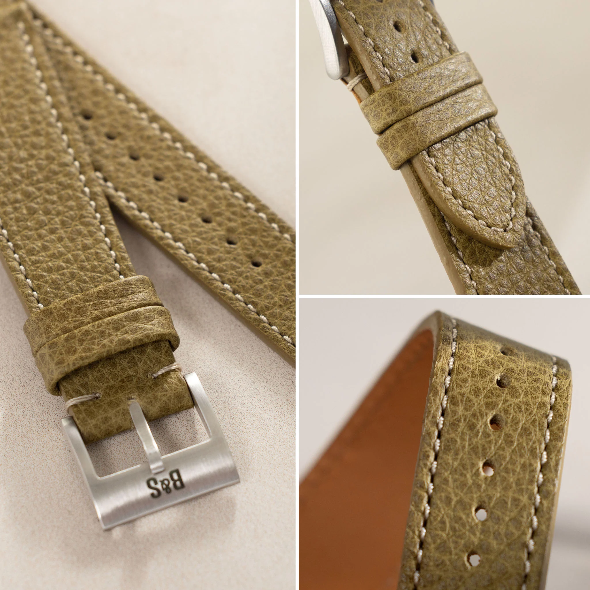 Kansas Green Leather Watch Strap - Image 5