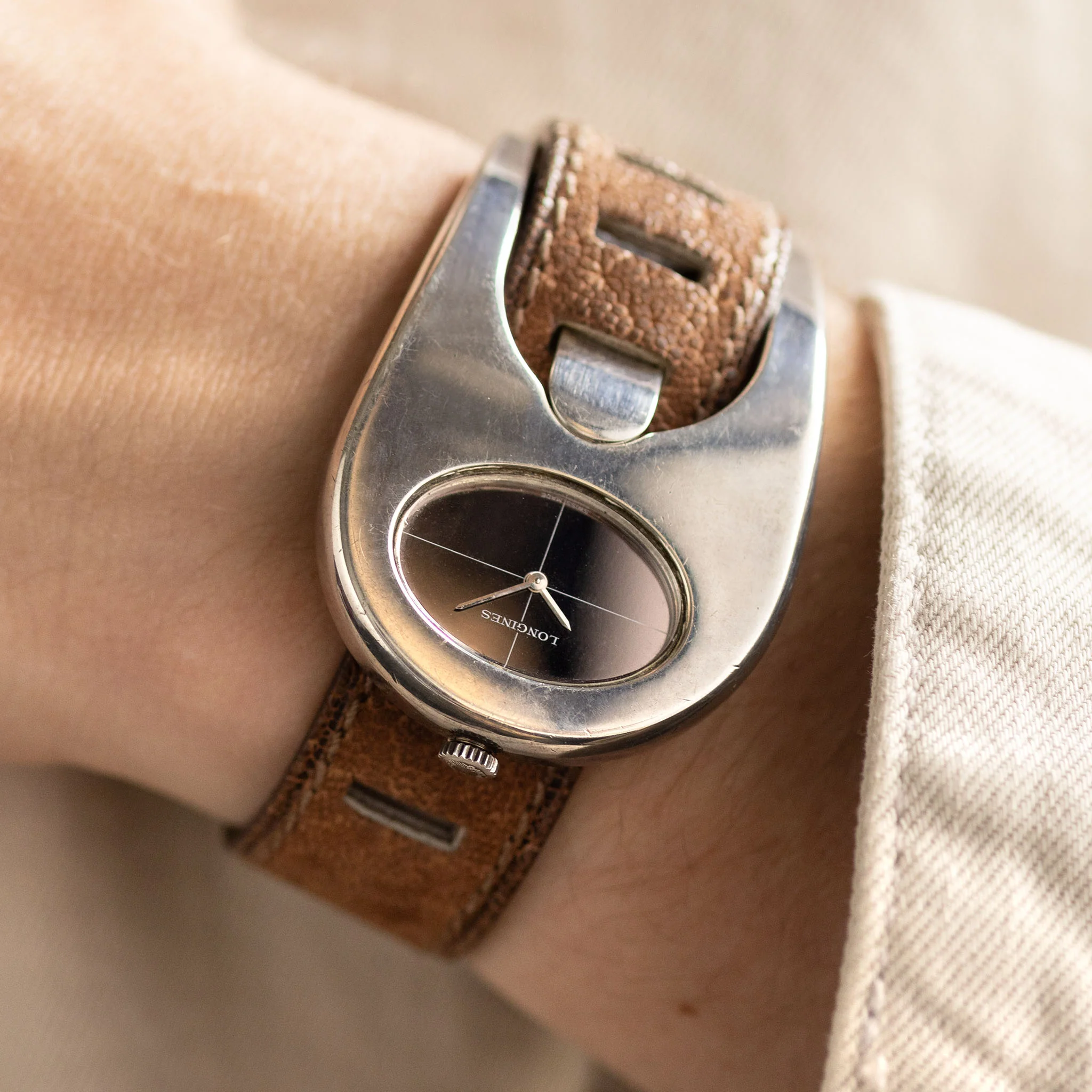 Longines Serge Manzon Sterling Silver Buckle Form Watch - Image 4