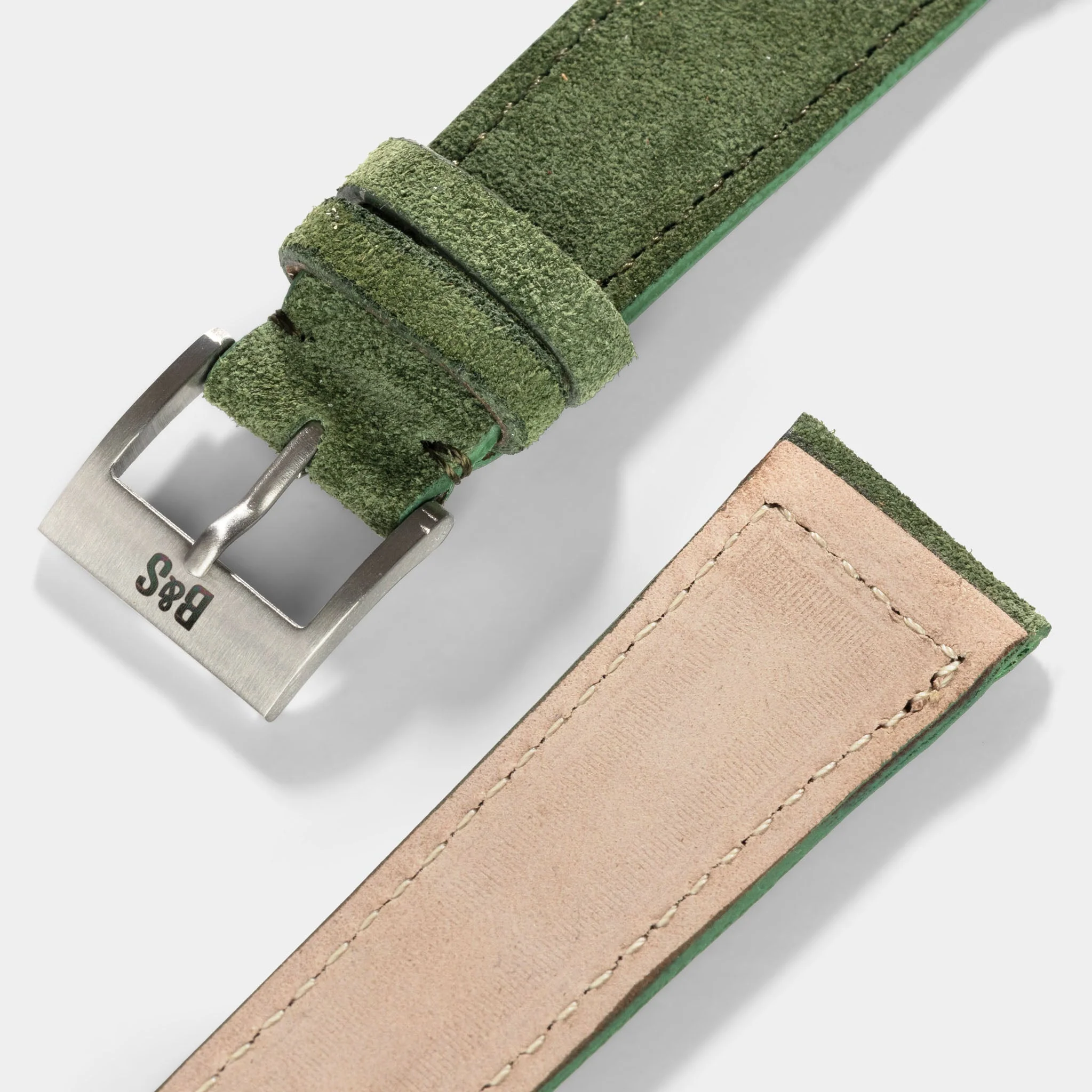 Olive Drab Green Suede Leather Watch Strap - Image 6