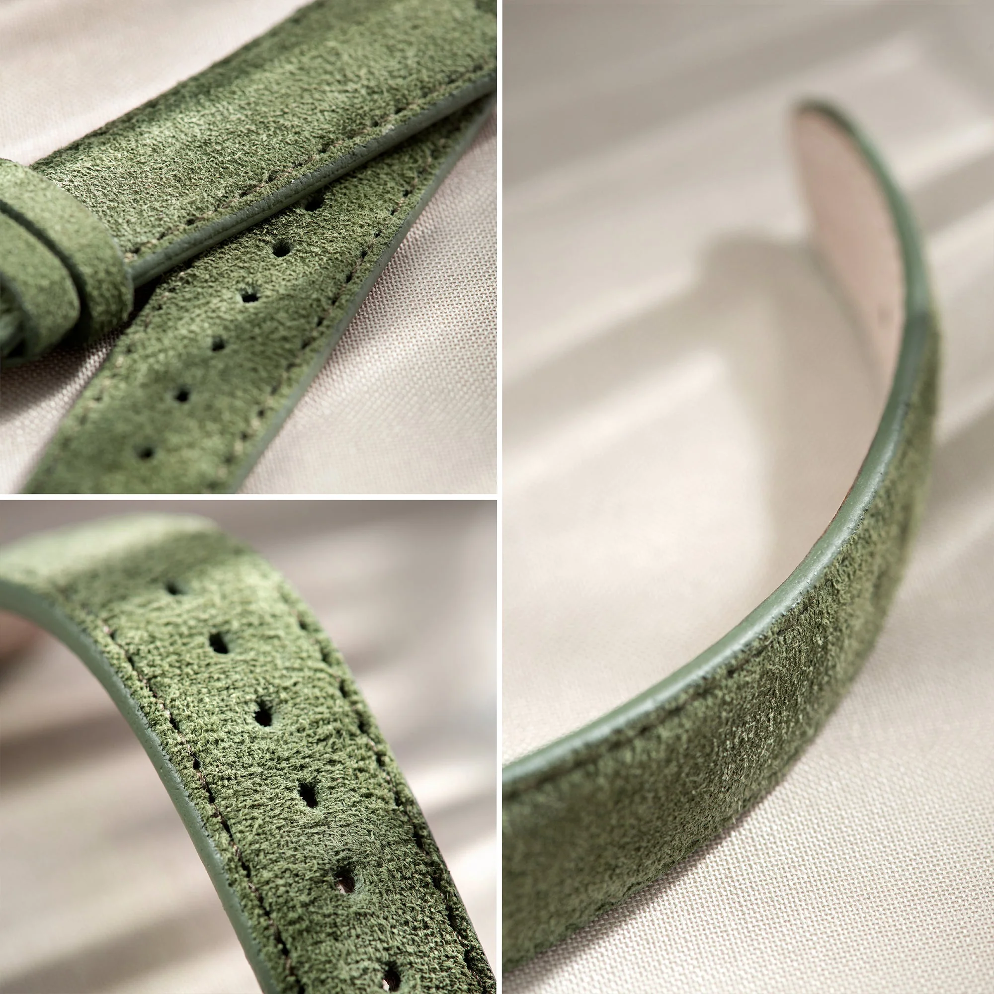 Olive Drab Green Suede Leather Watch Strap - Image 7