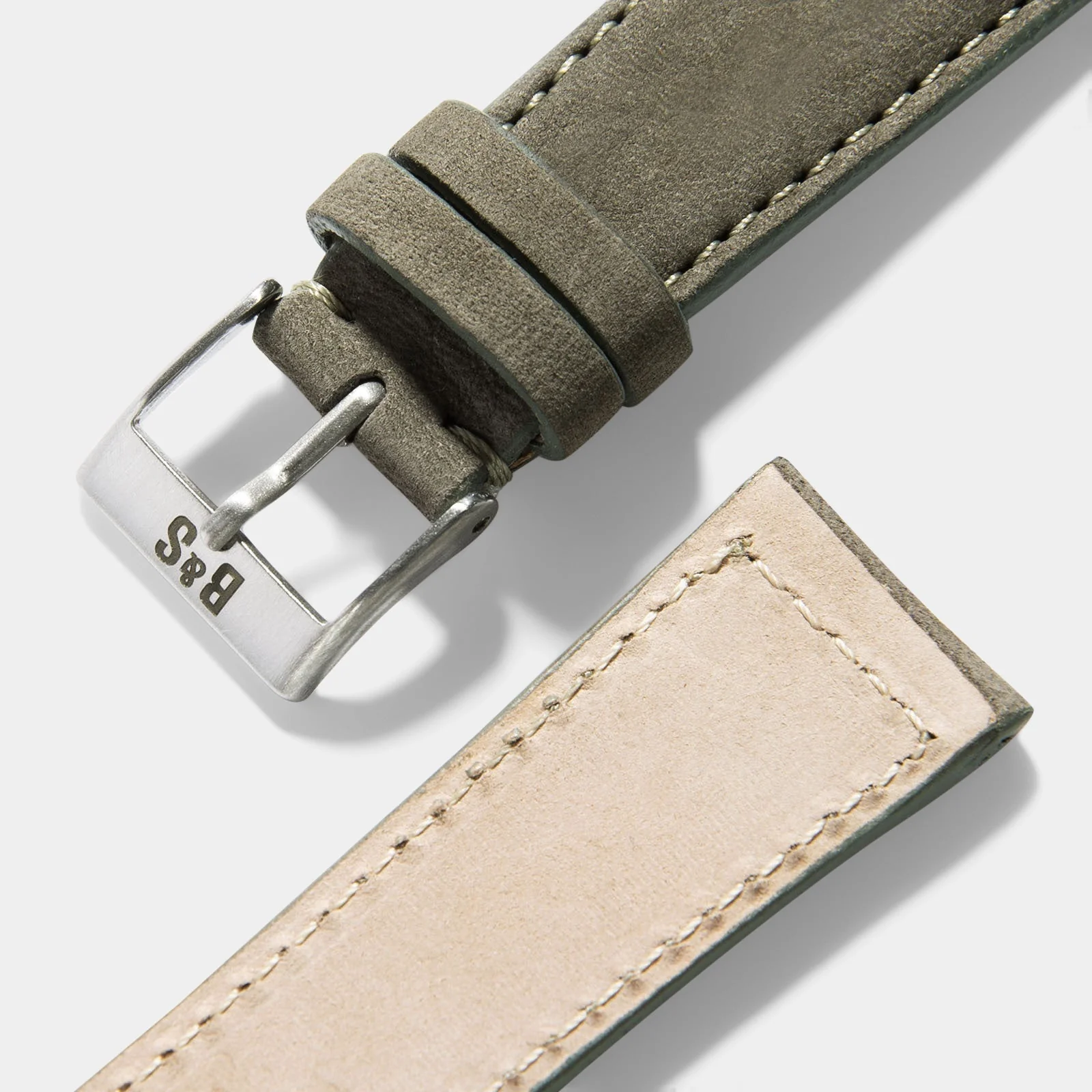 Olive Grey Nubuck Leather Watch Strap - Image 7