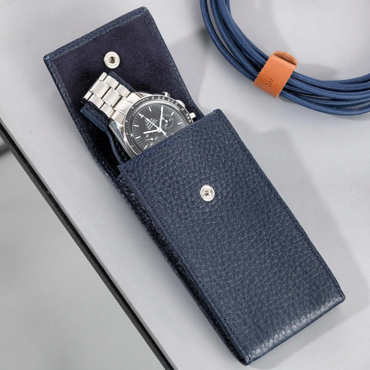 Oxford Blue Luxury Leather Watch Pouch - Image 6
