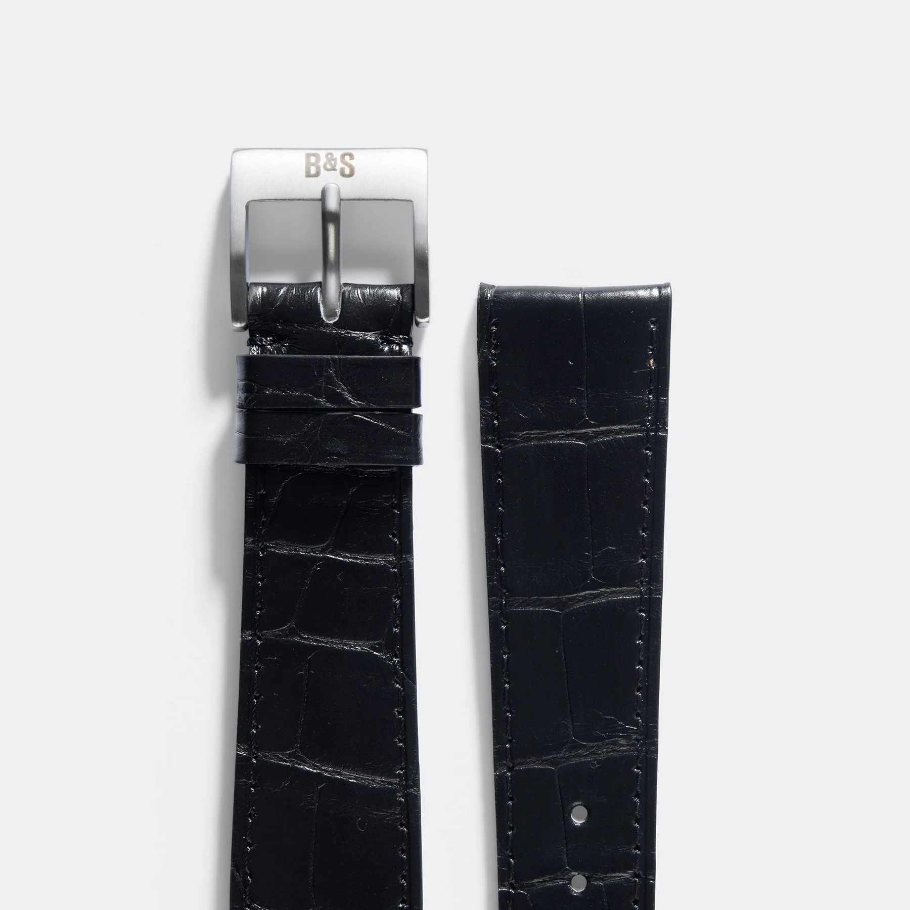 Premium Alligator Black Leather Watch Strap - Image 3
