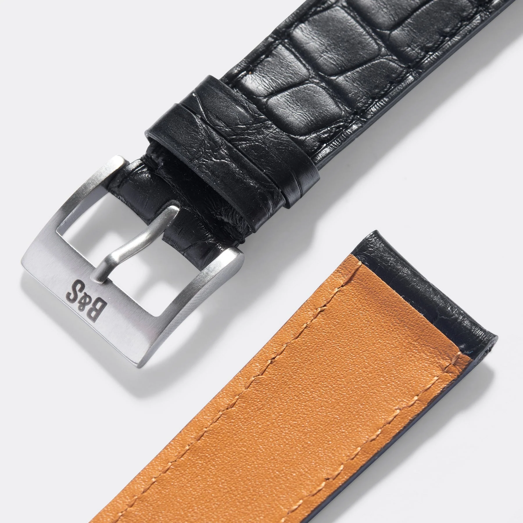 Premium Alligator Black Leather Watch Strap - Image 5