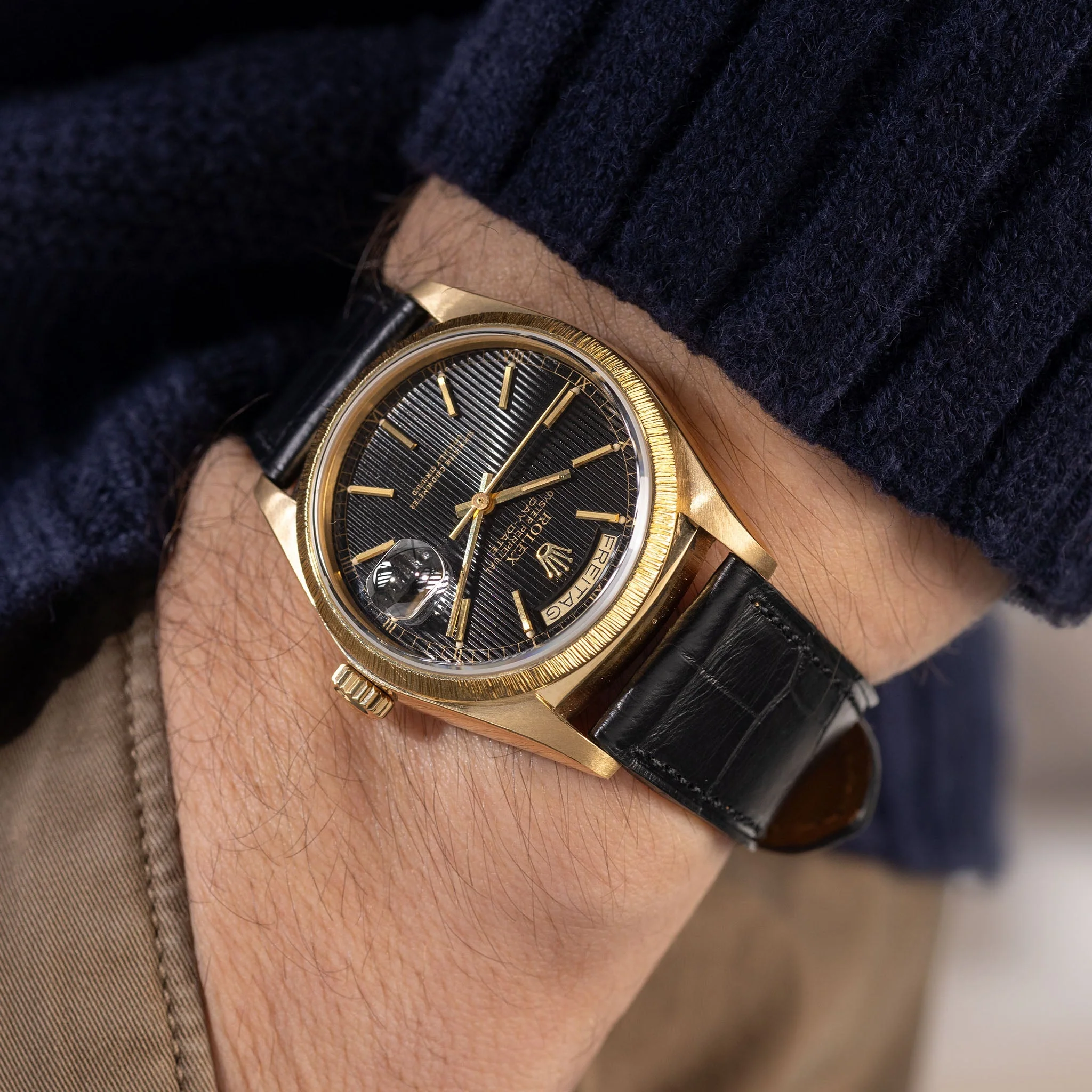 Premium Alligator Black Leather Watch Strap - Image 7