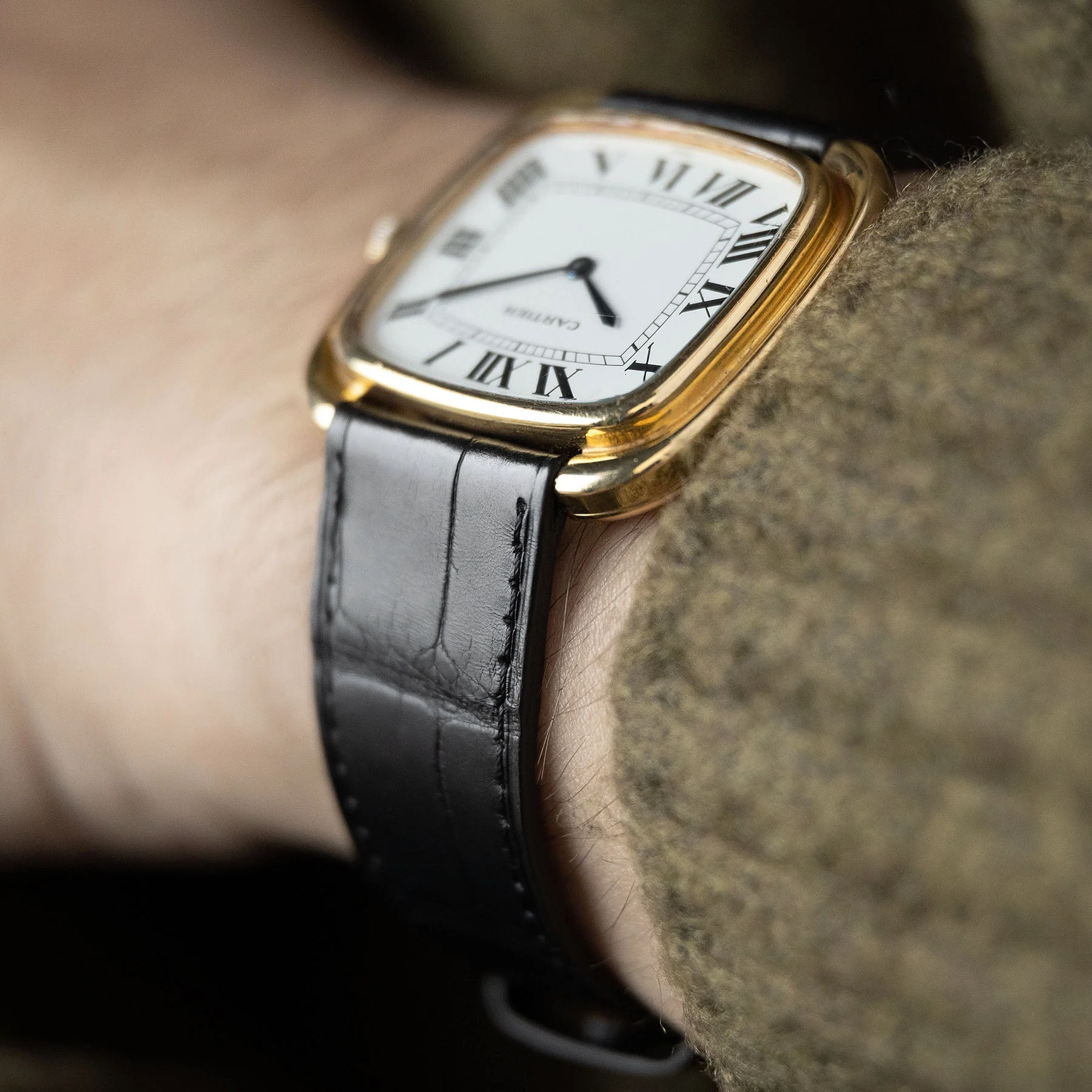 Premium Alligator Black Leather Watch Strap - Image 8