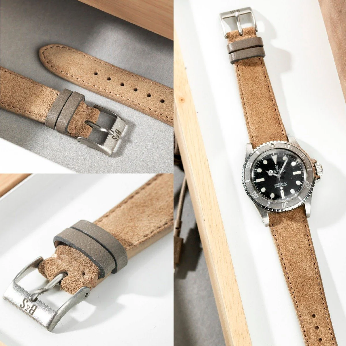 Refined Light Brown Suede Watch Strap - Image 12