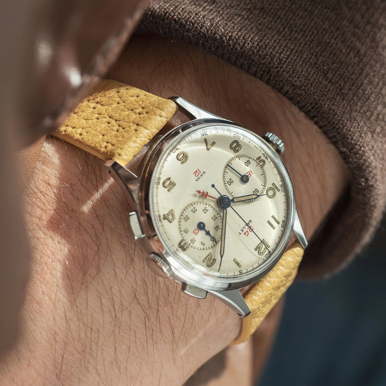 Retro Creme Pigskin Leather Watch Strap - Image 3