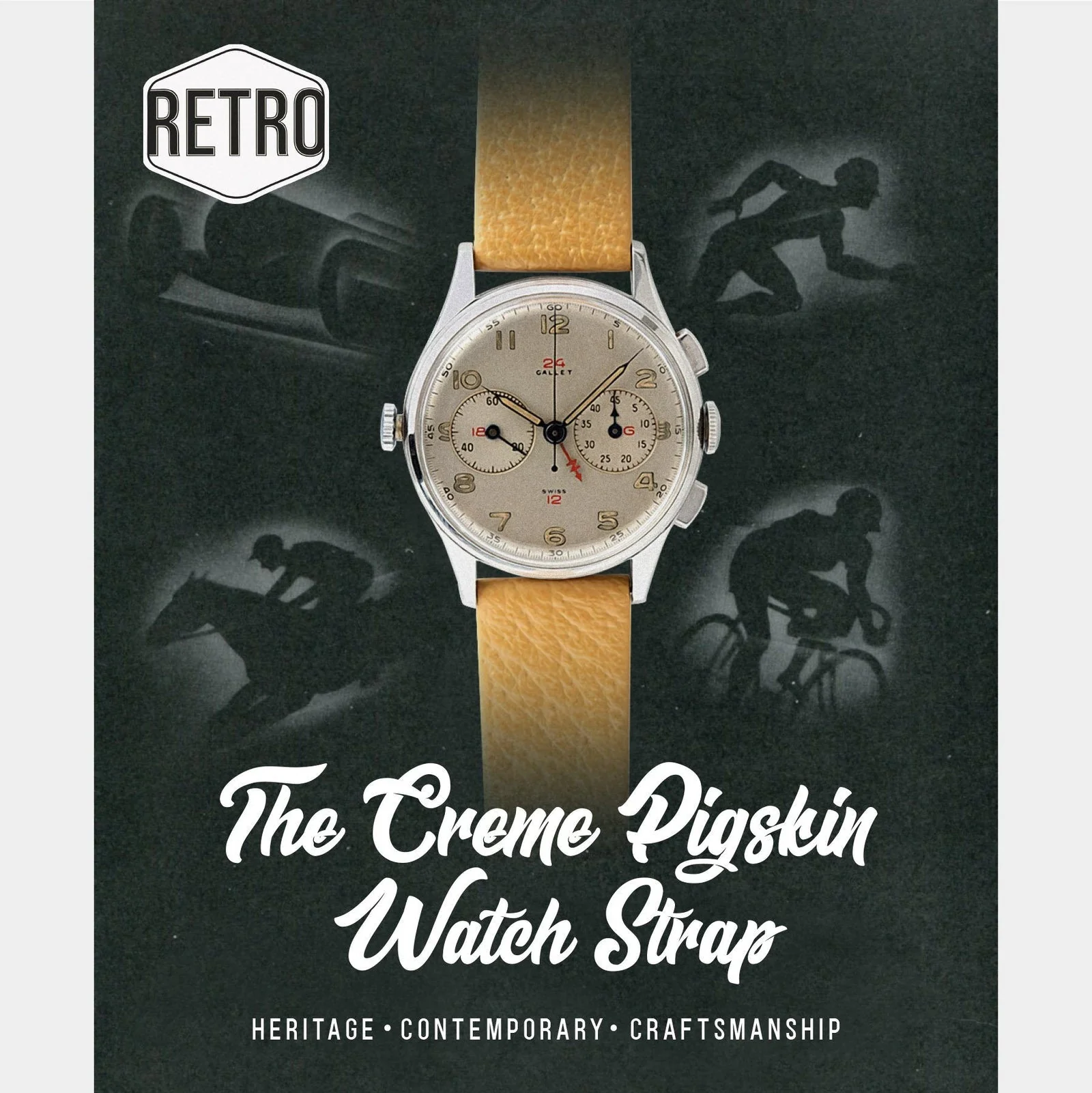 Retro Creme Pigskin Leather Watch Strap - Image 4