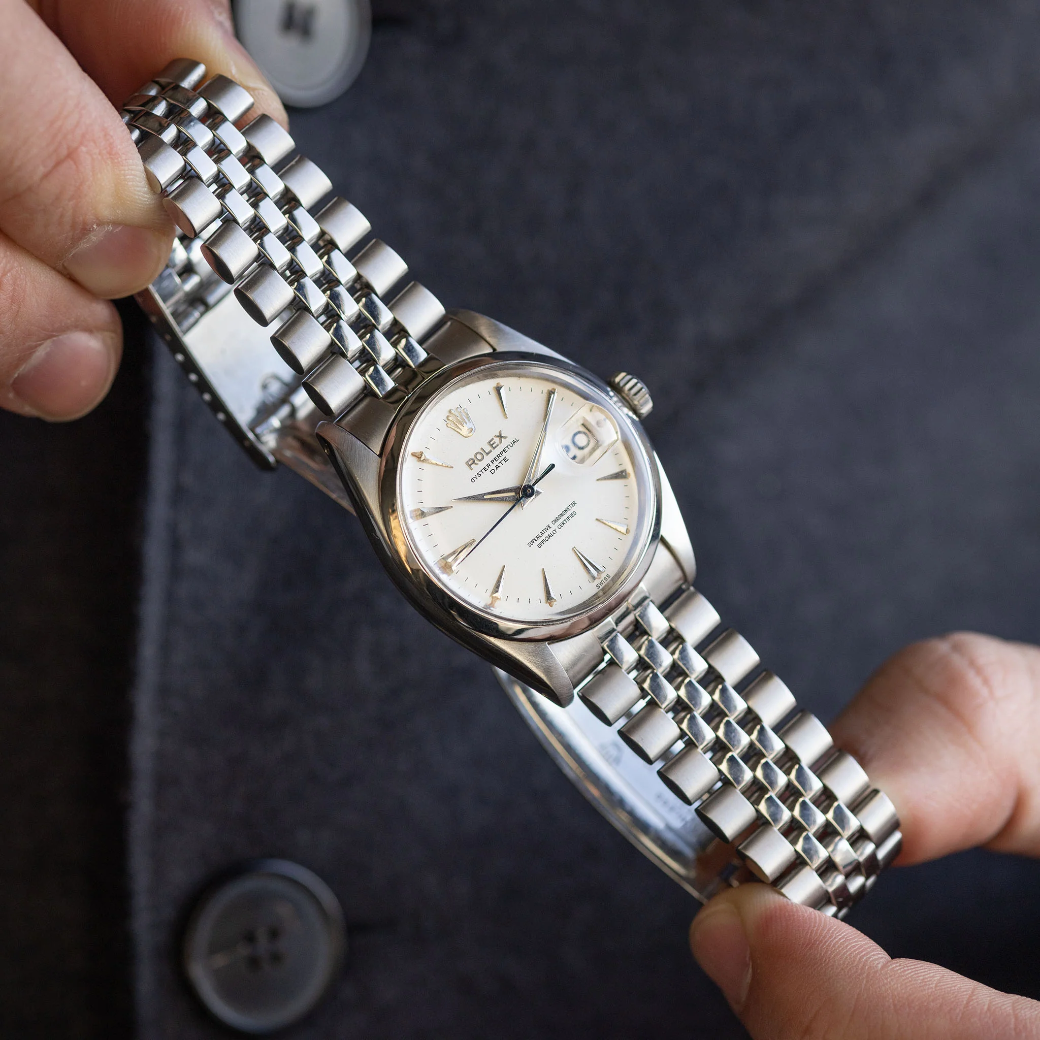 Rolex Date Matte Silver "Swiss Only" Dial ref 1500 - Image 4