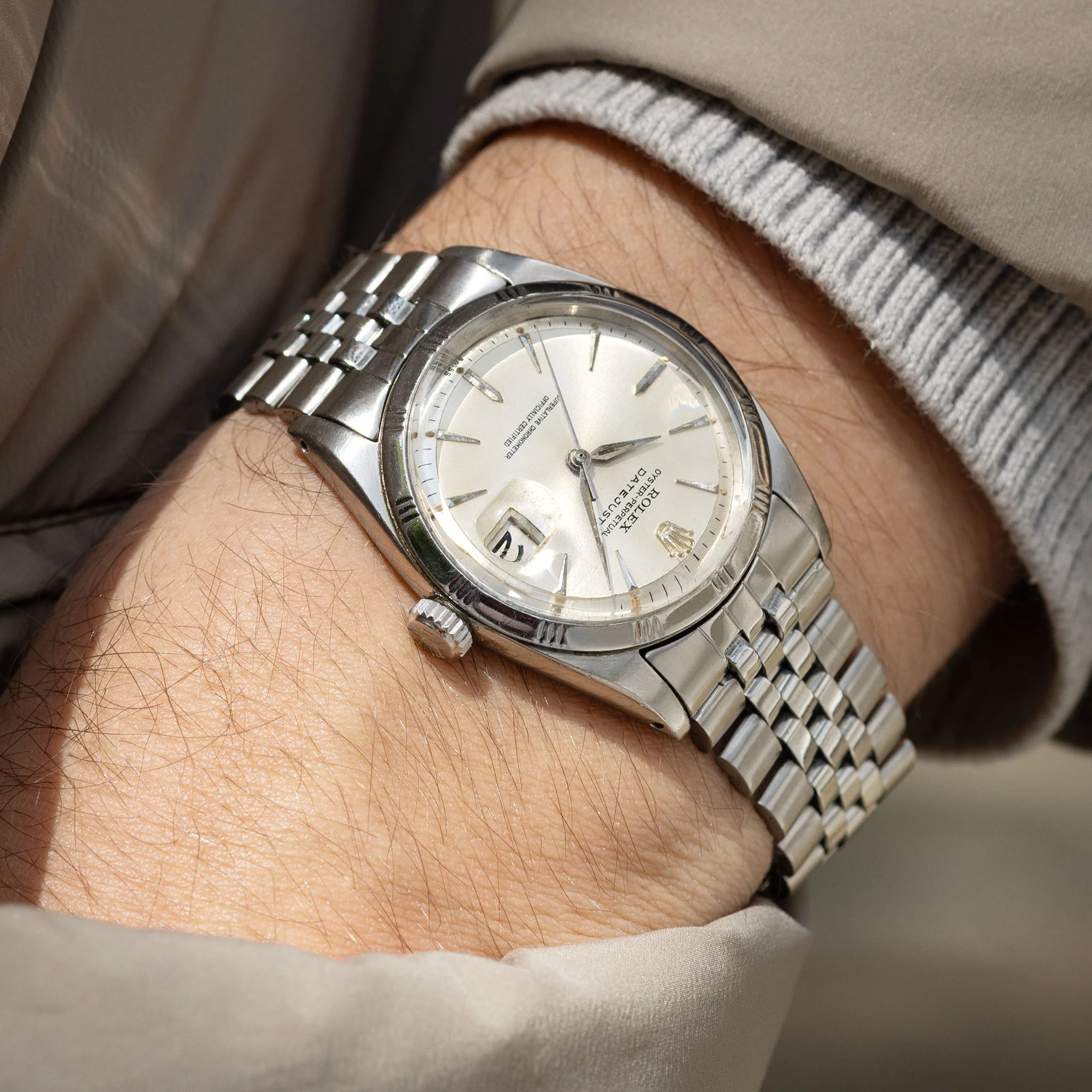 Rolex Datejust Bamboo Bezel Silver Swiss Only Dial Double Papers Ref 1603 - Image 3