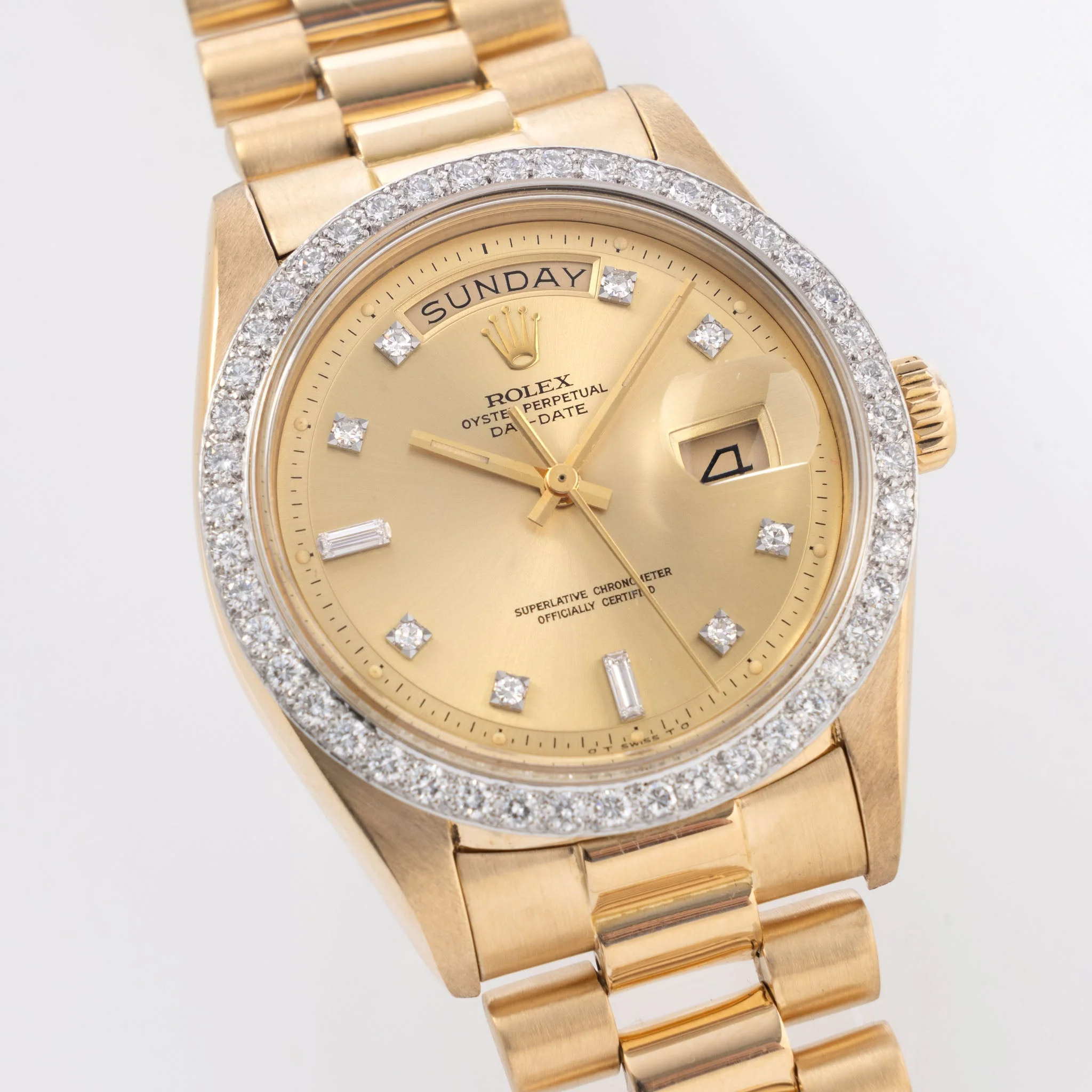 Rolex Day-Date Yellow Gold Champagne Diamond Dial Ref 1804 - Image 4