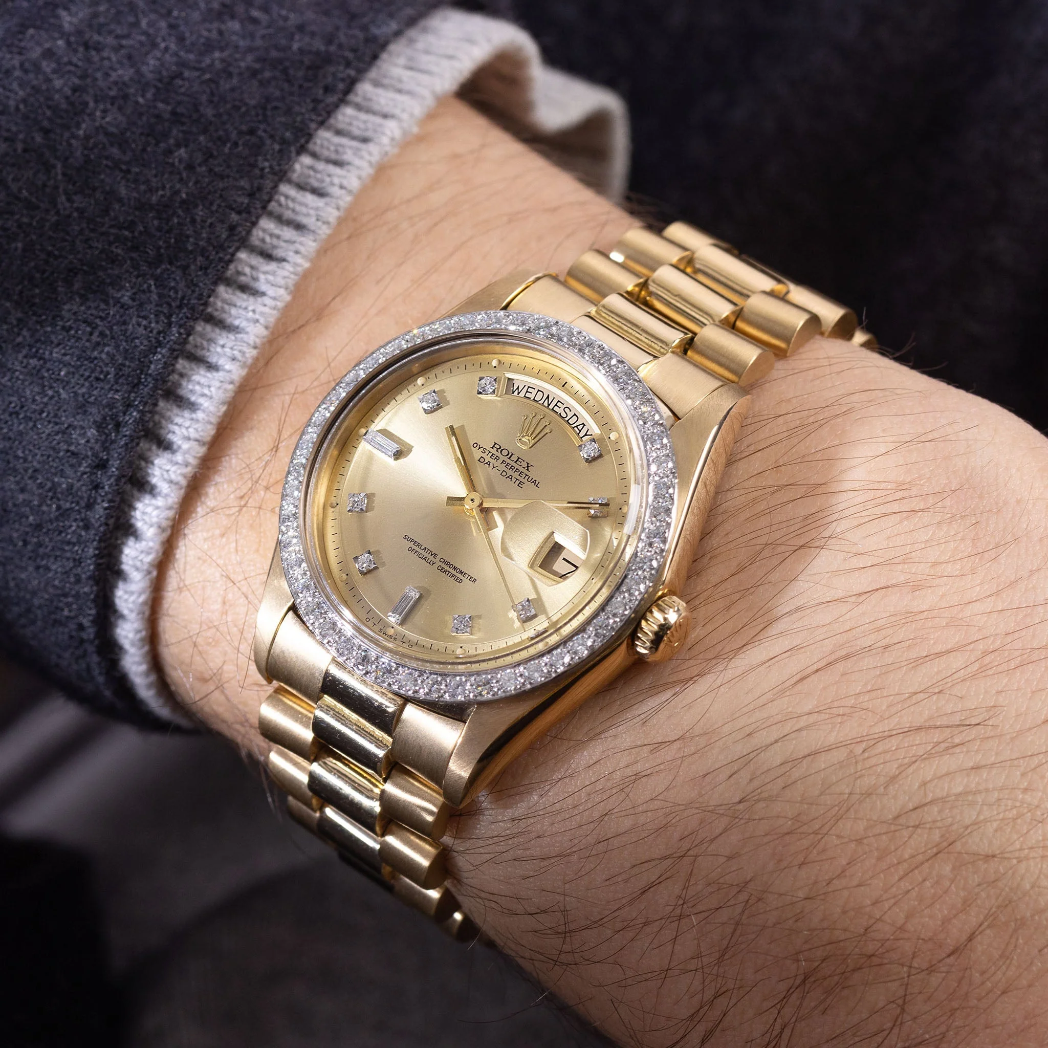Rolex Day-Date Yellow Gold Champagne Diamond Dial Ref 1804 - Image 5