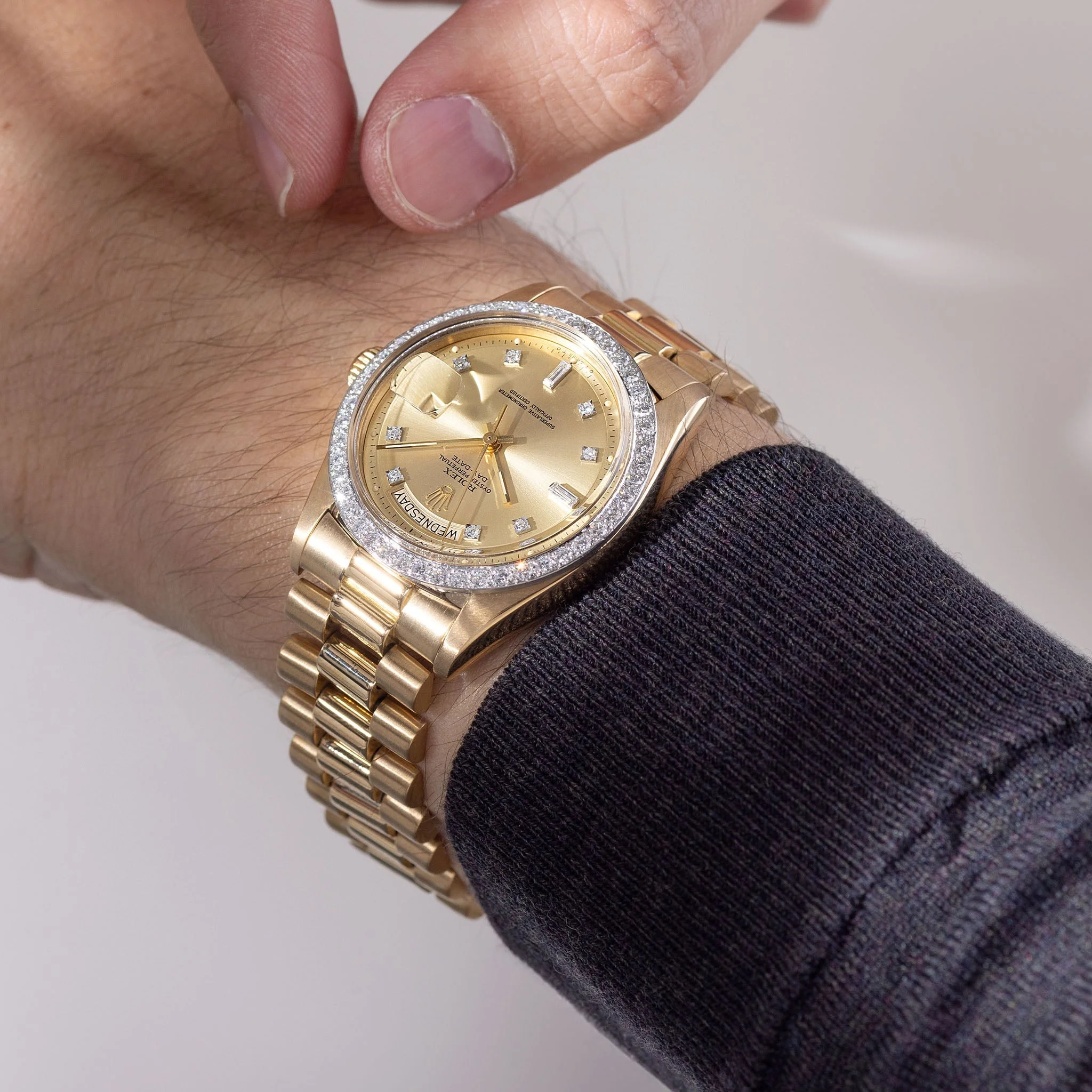 Rolex Day-Date Yellow Gold Champagne Diamond Dial Ref 1804 - Image 9