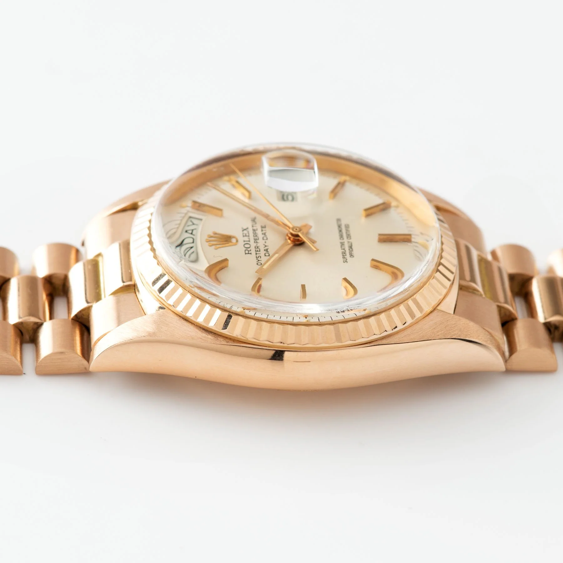 Rolex Day Date Pink Gold Silver Soleil Dial 1803 - Image 12