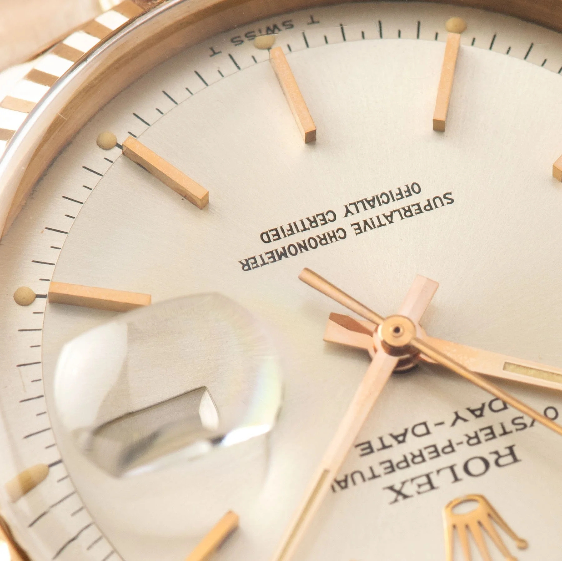 Rolex Day Date Pink Gold Silver Soleil Dial 1803 - Image 5