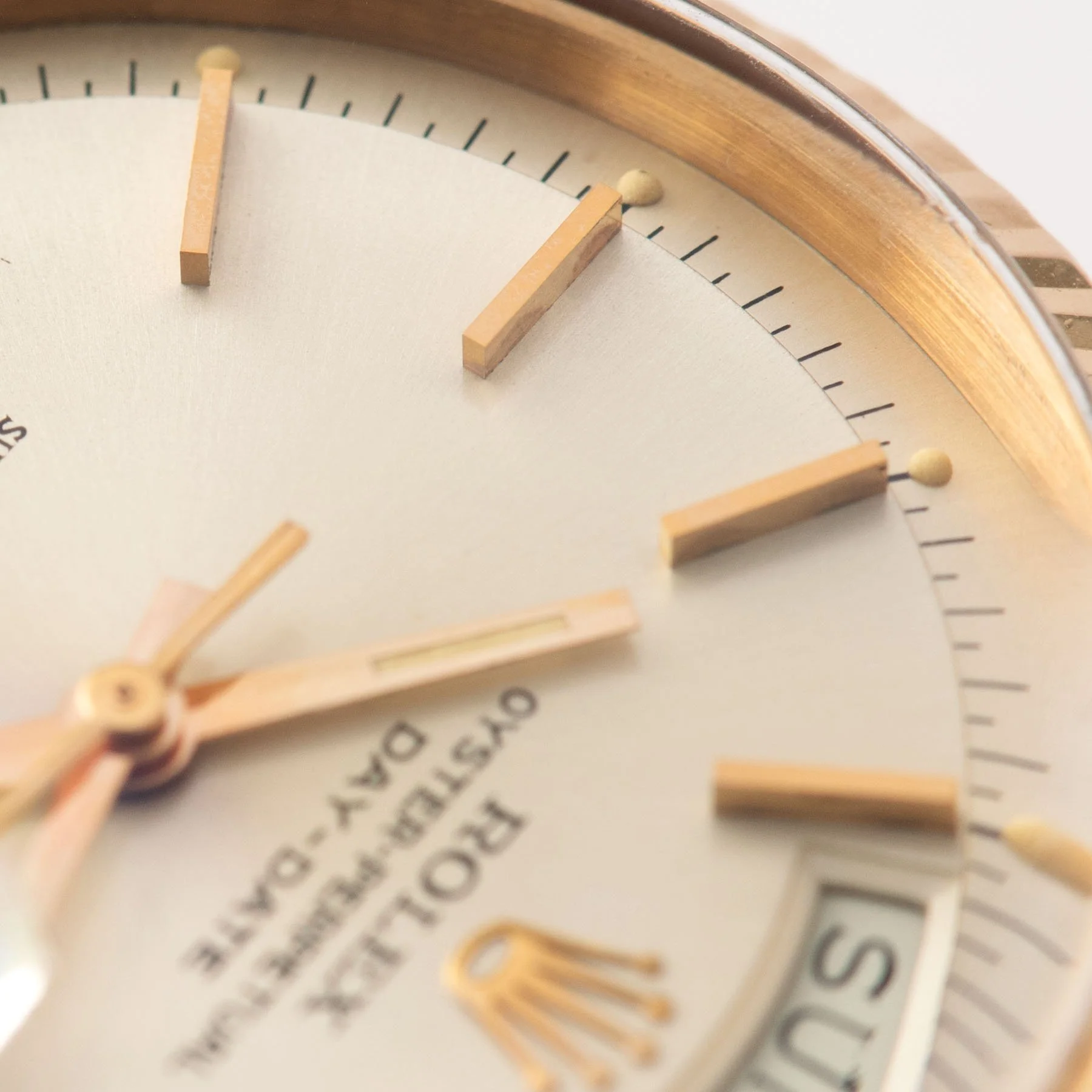 Rolex Day Date Pink Gold Silver Soleil Dial 1803 - Image 8