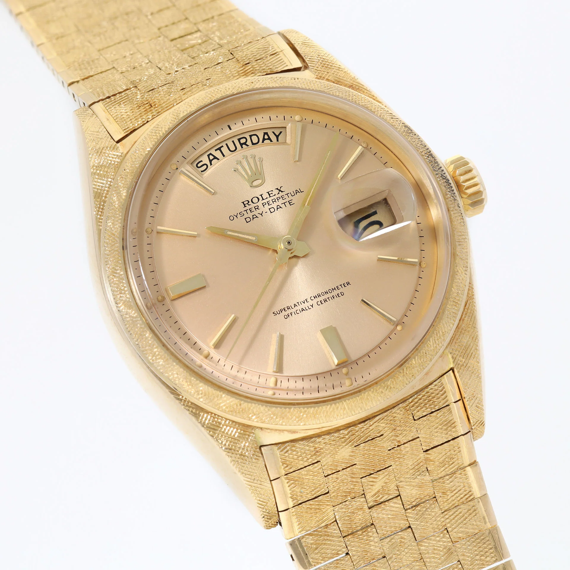 Rolex Day-Date 1806 Yellow Gold Florentine Finish on Brick Bracelet - Image 4