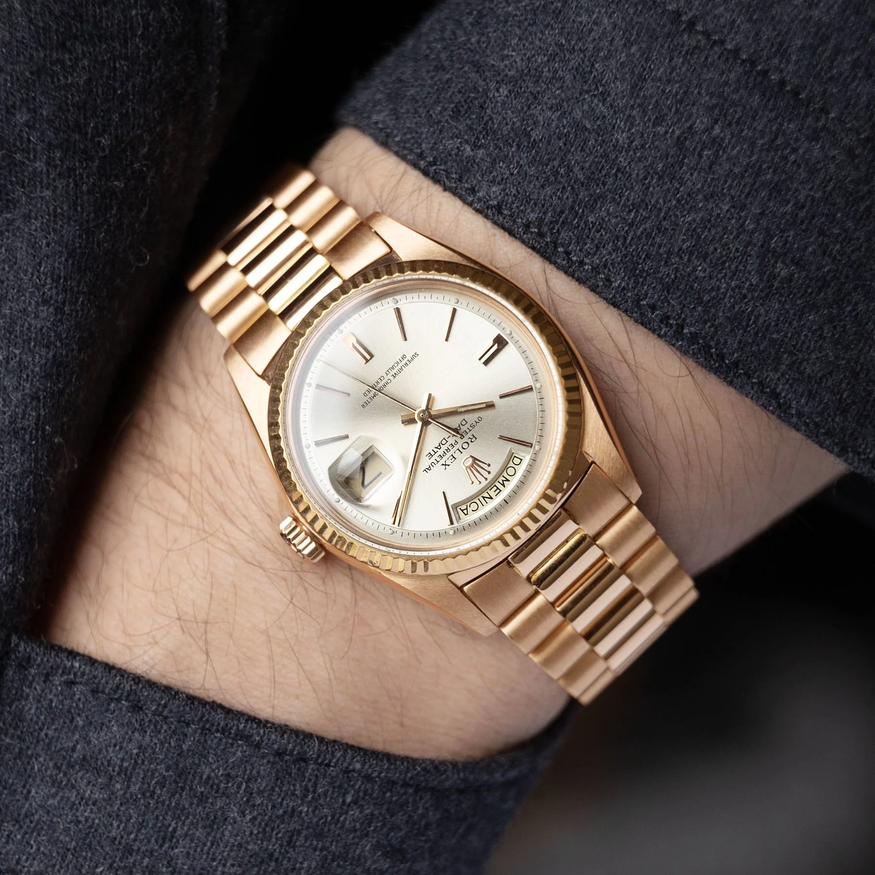 Rolex Day Date Rose Gold Silver Dial 1803 - Image 5