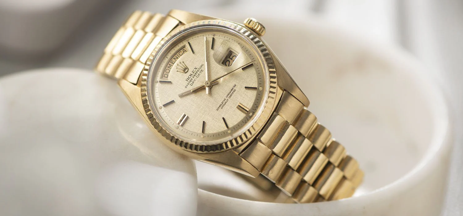 Rolex Day Date Yellow Gold Linen Dial 1803 - Image 11