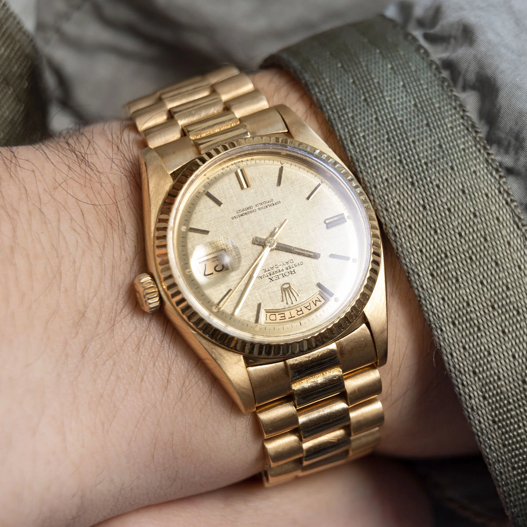 Rolex Day Date Yellow Gold Linen Dial 1803 - Image 5