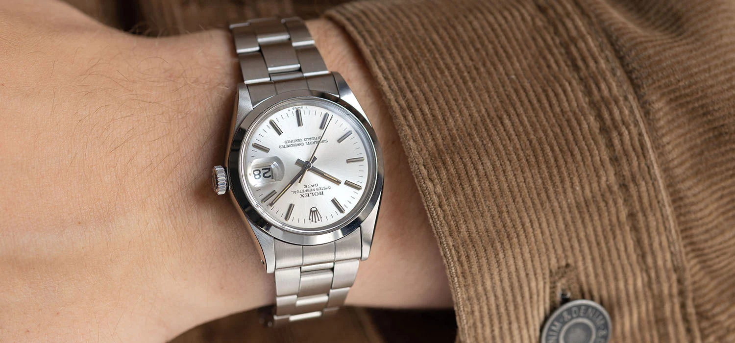 Rolex Oyster Perpetual Date 1500 Silver Soleil Dial - Image 10